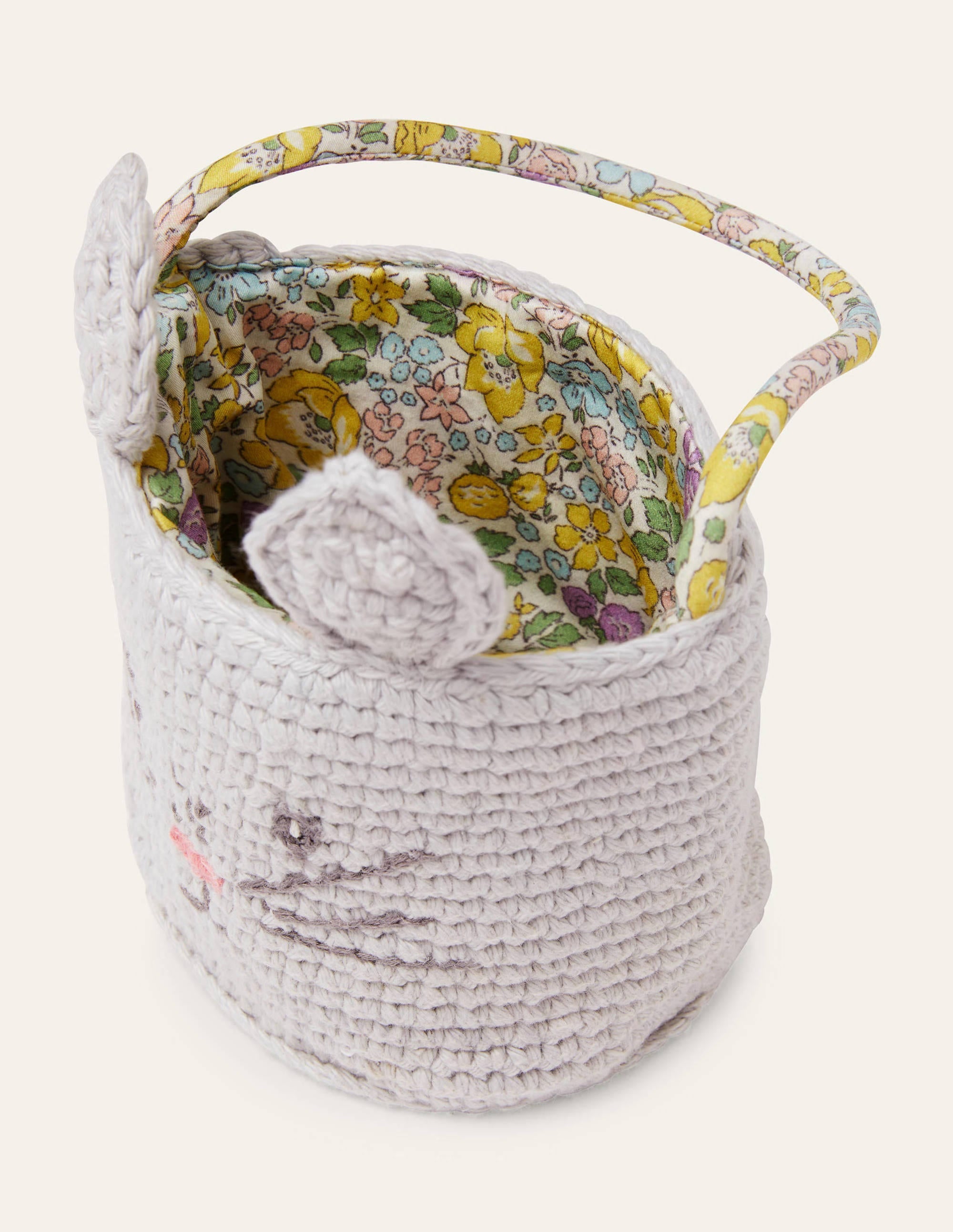 Crochet Bunny Basket-Grey Bunny - Image 2
