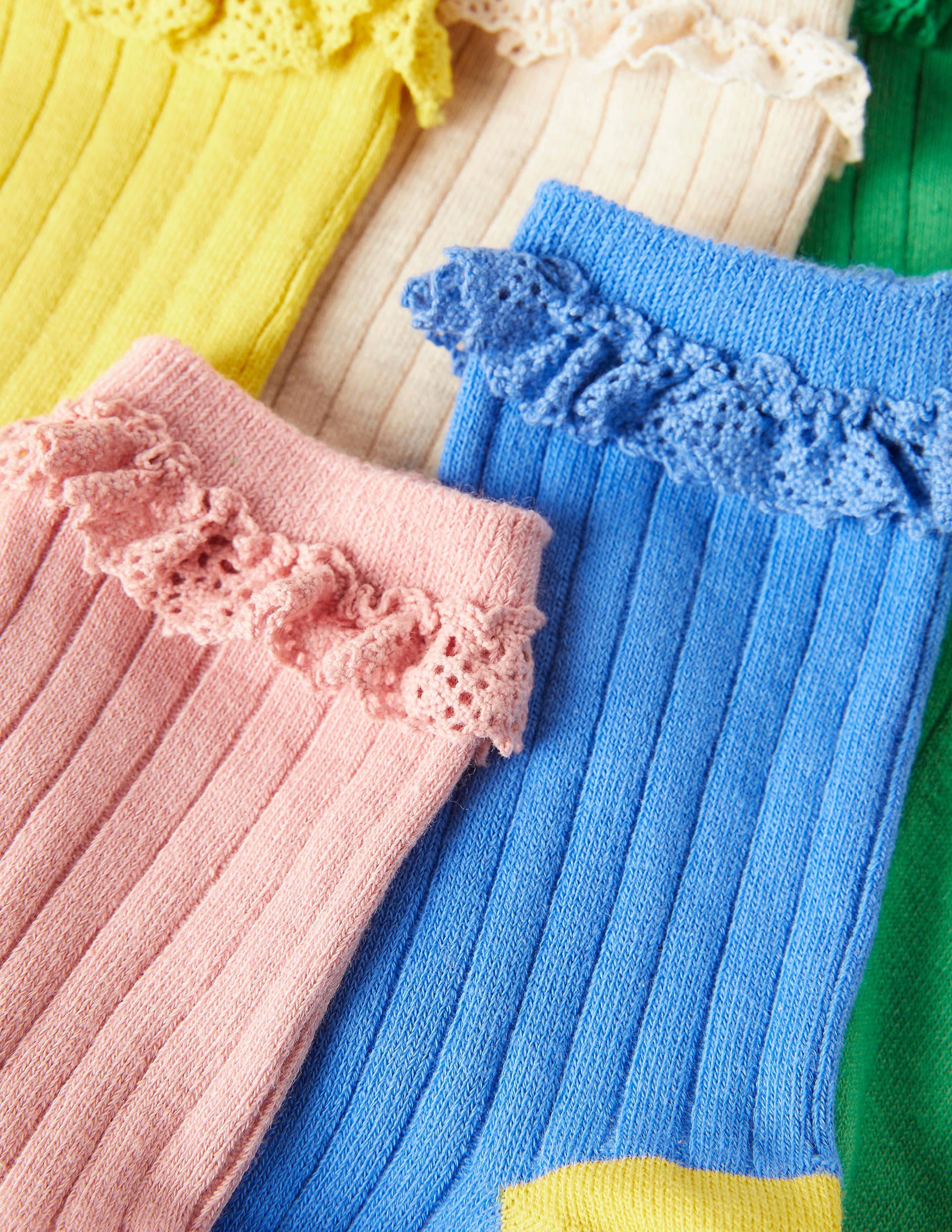 Ribbed Frilly Socks 5 Pack-Multi Pastel - Image 4