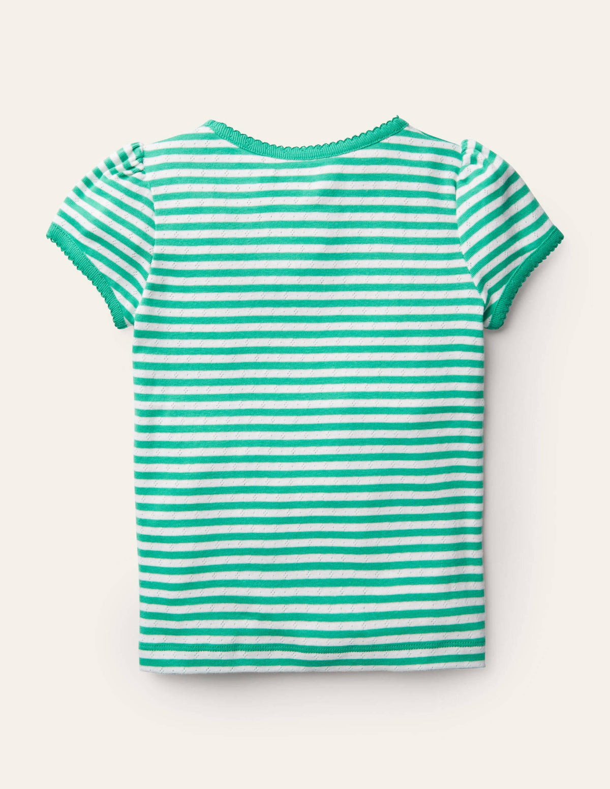 Short-Sleeved Pointelle Top-Aloe Green/Ivory - Image 2