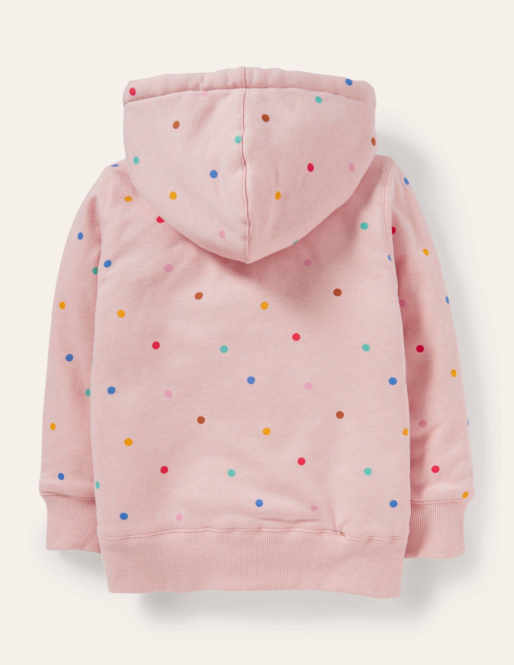 Pink Polka Dot Borg Lined Hoodie-Provence Dusty Pink Multi Spot - Image 2