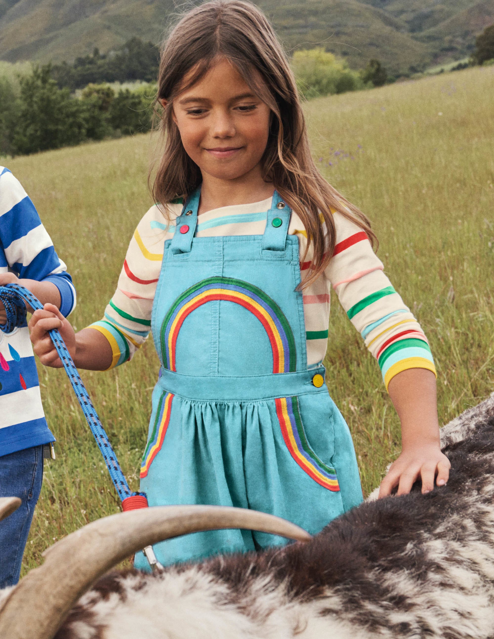 Woven Pinafore Dress-Aqua Rainbow - Image 4