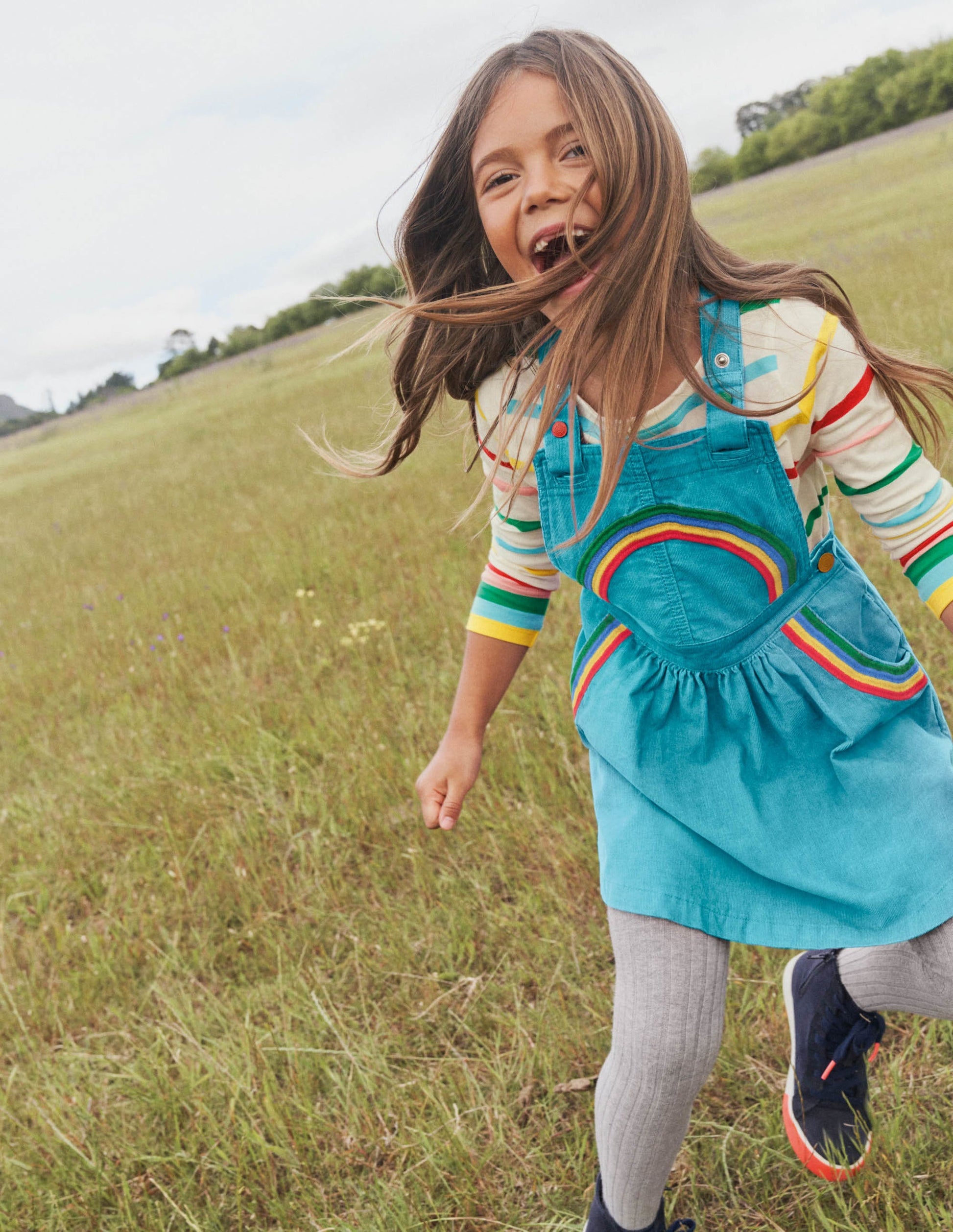 Woven Pinafore Dress-Aqua Rainbow-5