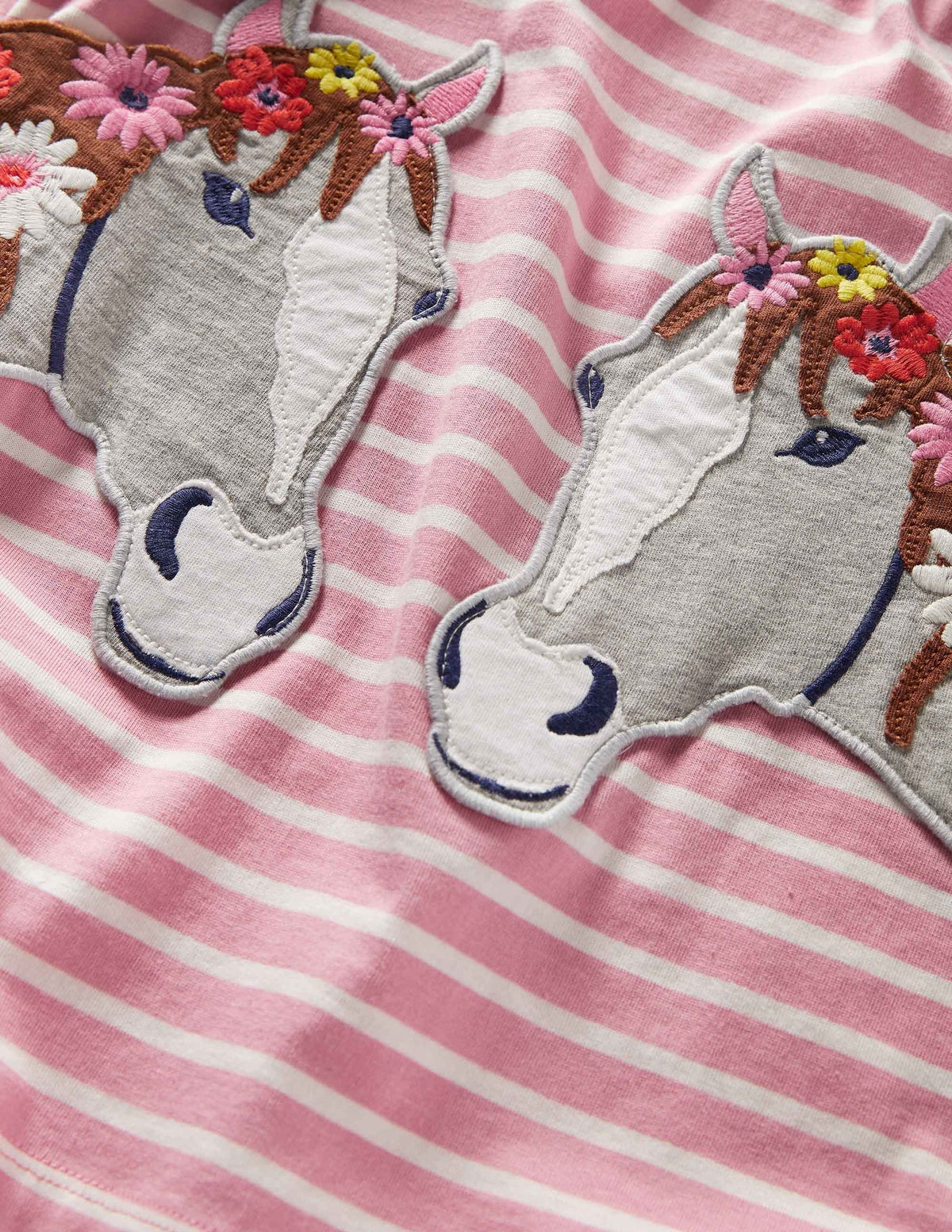 Appliqué Pocket Tunic-Almond Pink/Ivory Horse - Image 3