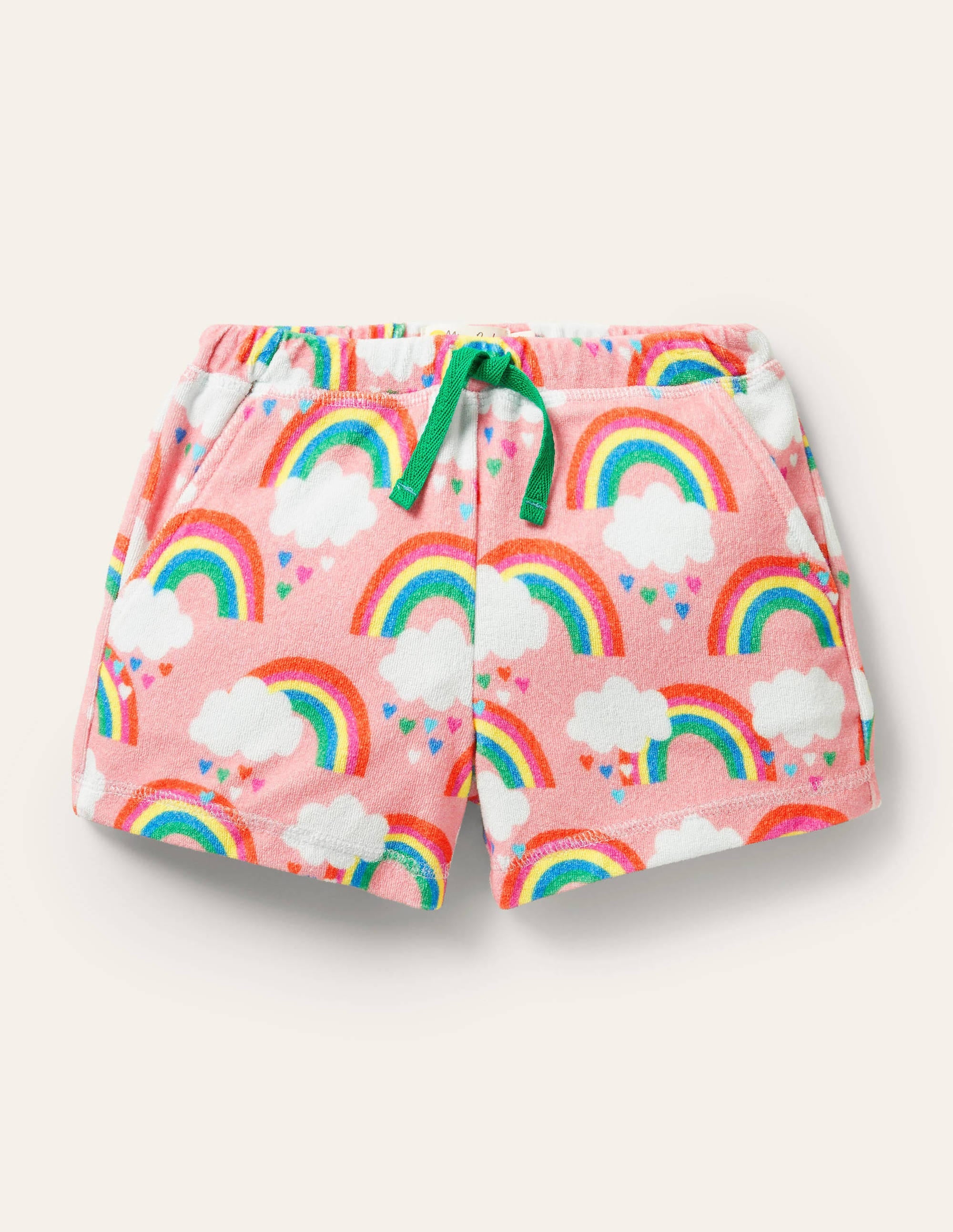 Towelling Shorts-Pink Lemonade Rainbows - Image 1