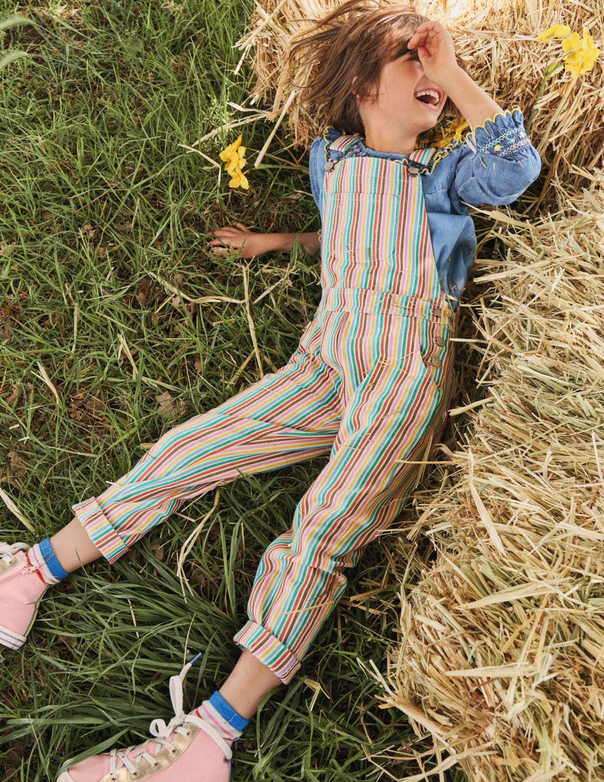 Fun Dungaree-Multi Ticking-4
