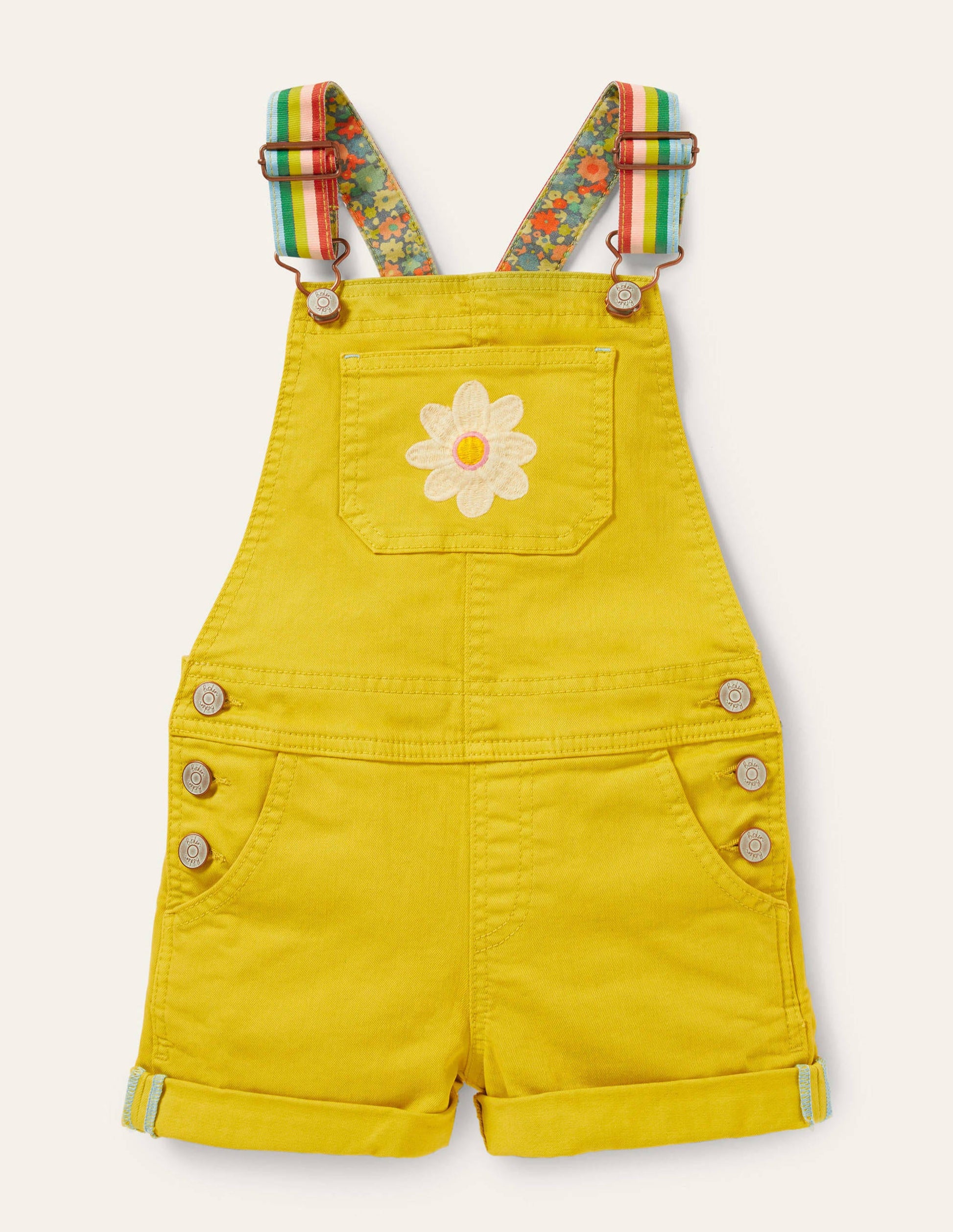 Fun Short Dungarees-Sweetcorn Yellow Flower-1
