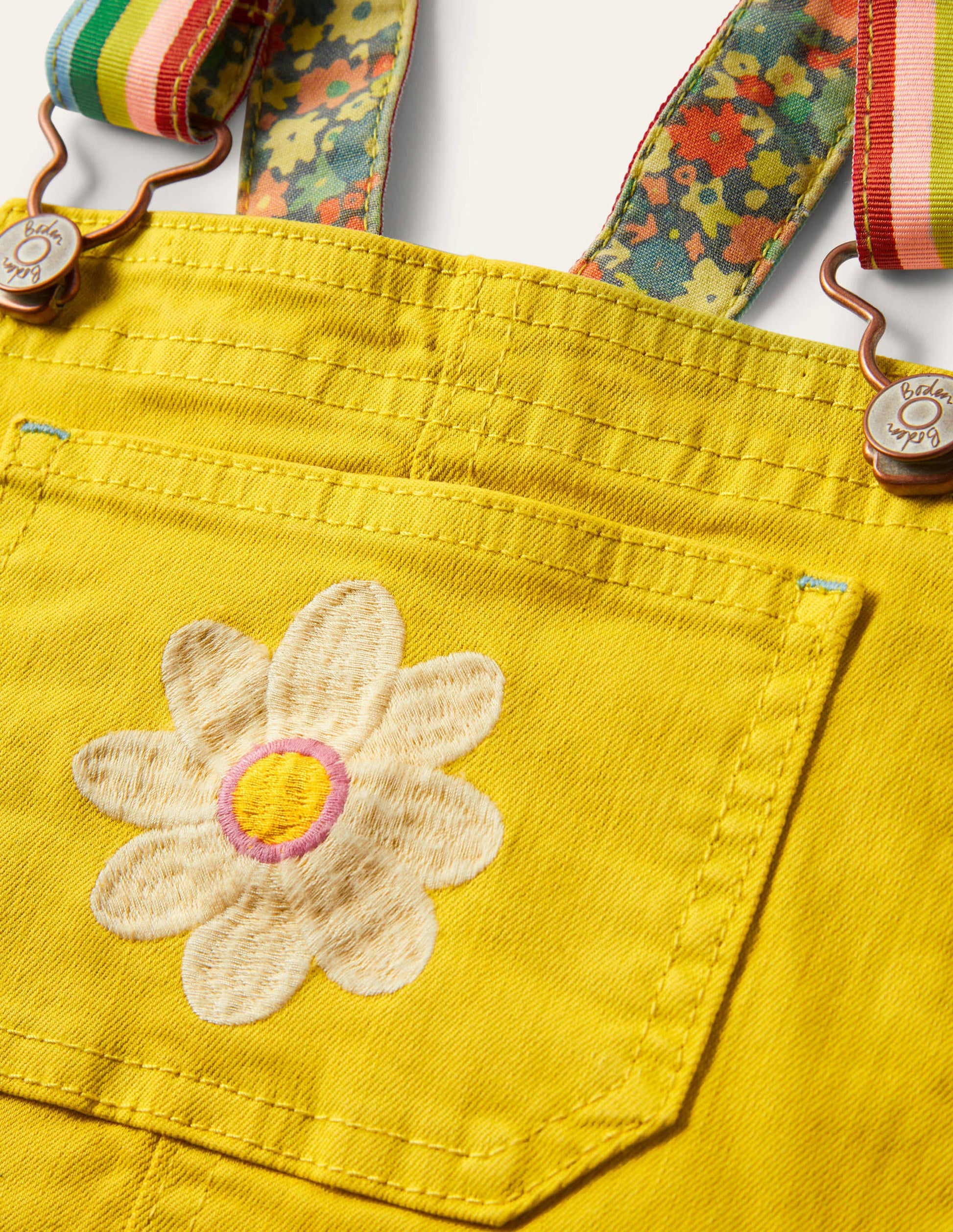 Fun Short Dungarees-Sweetcorn Yellow Flower-3