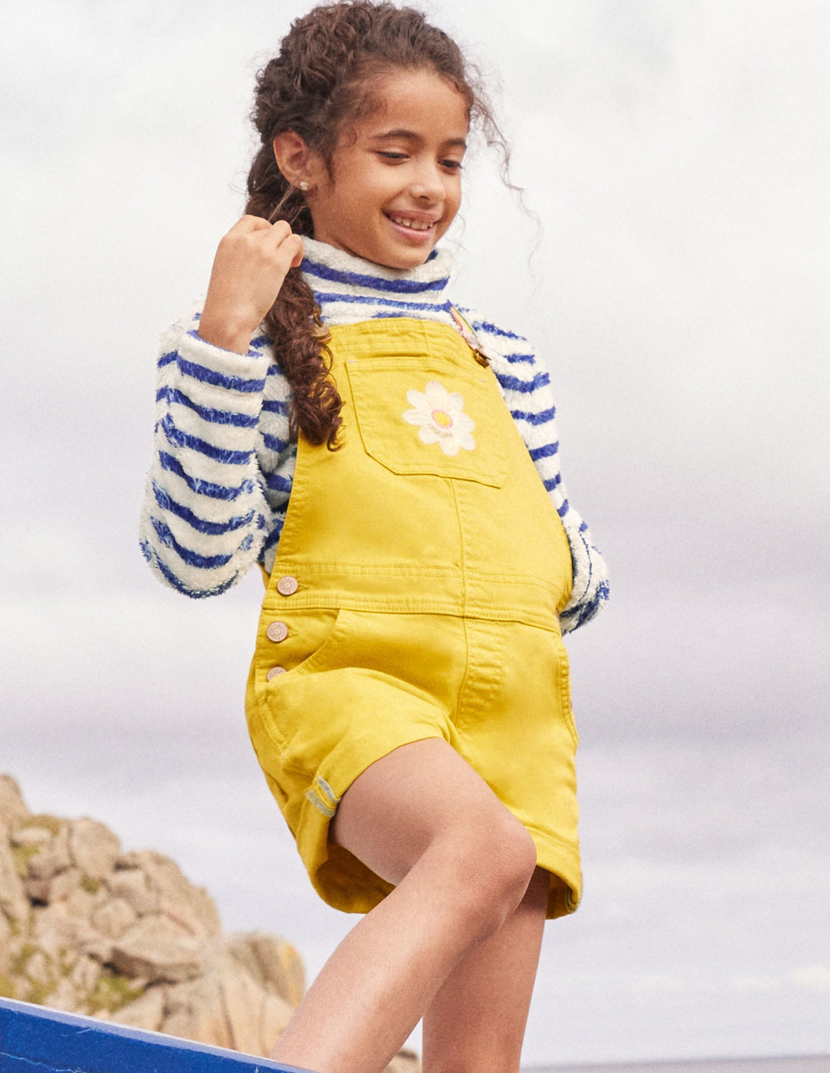 Fun Short Dungarees-Sweetcorn Yellow Flower - Image 7