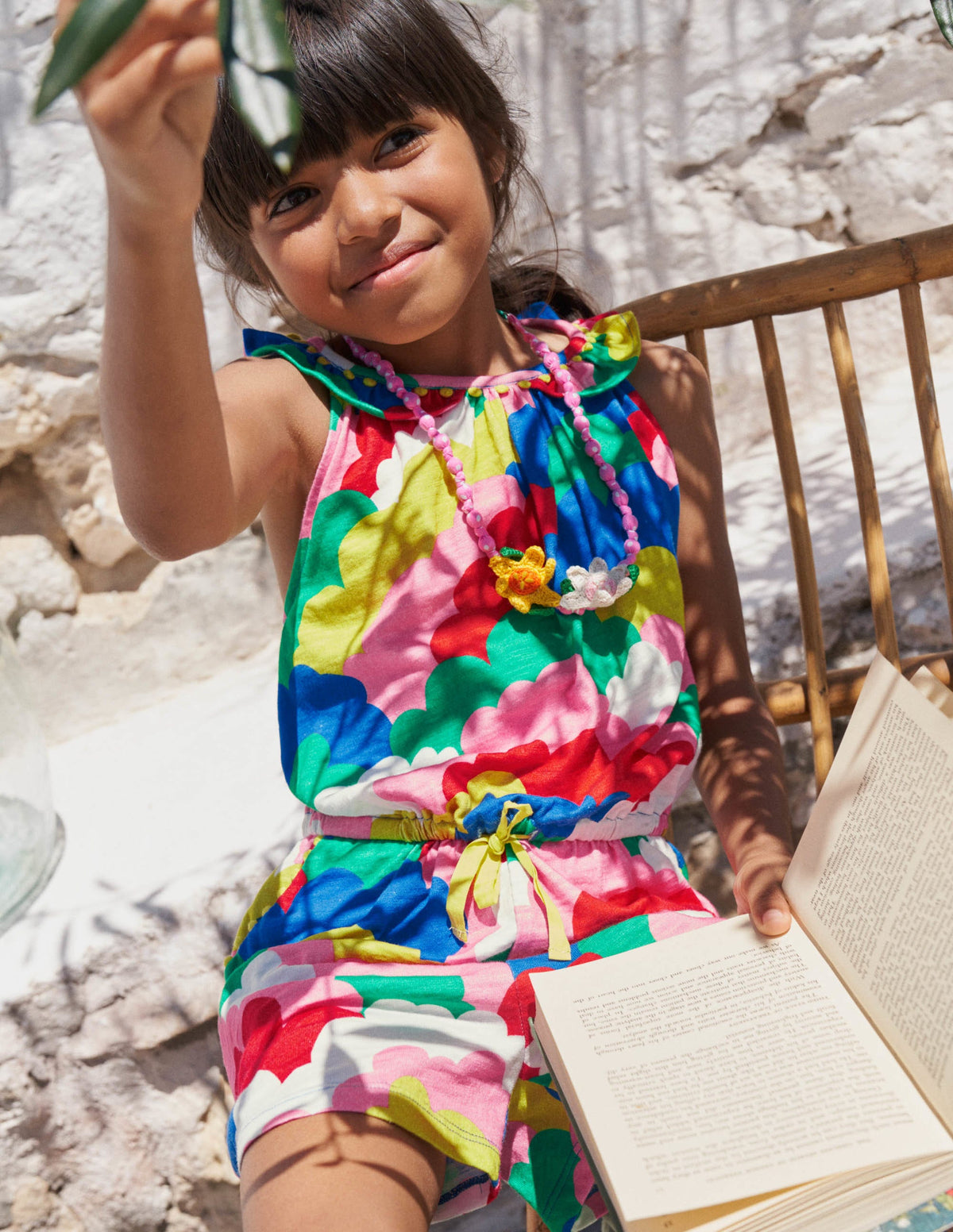 Charlie Pom Jersey Playsuit-Multi Geo Clouds - Image 4