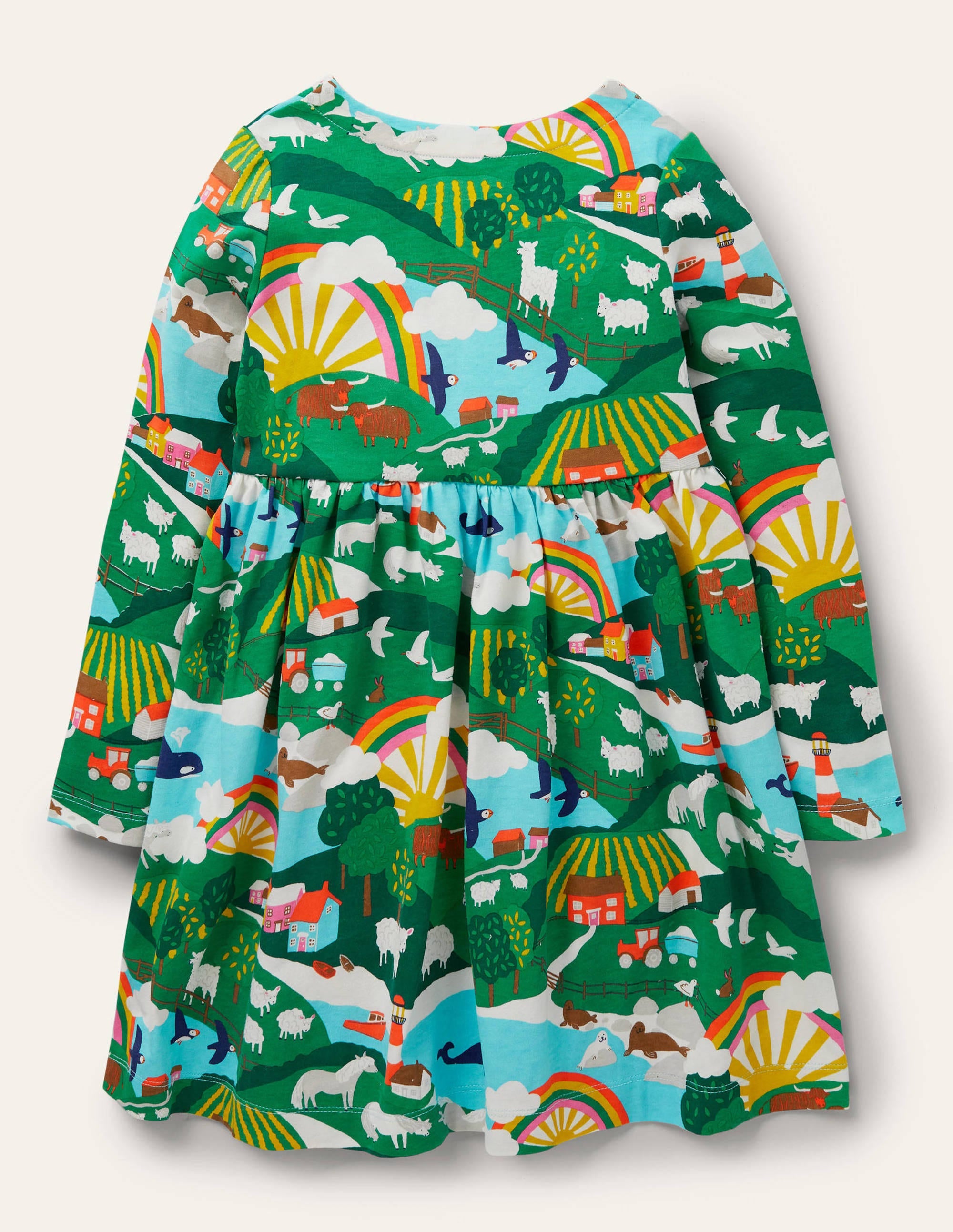 Long Sleeve Fun Jersey Dress-Multi Shetland Sunrise - Image 2
