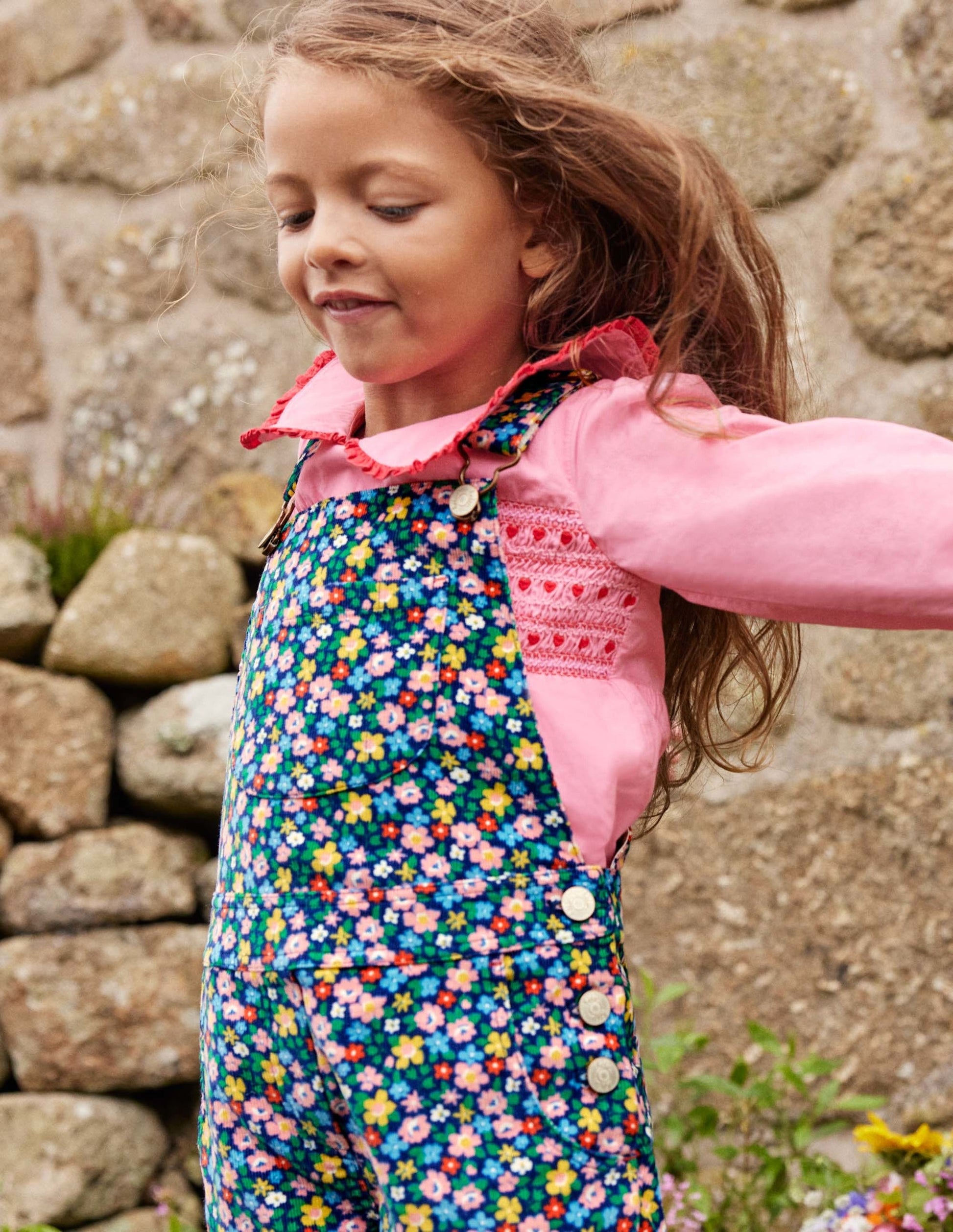 Heart Patch Dungaree-Starboard Blue Spring Floral-5
