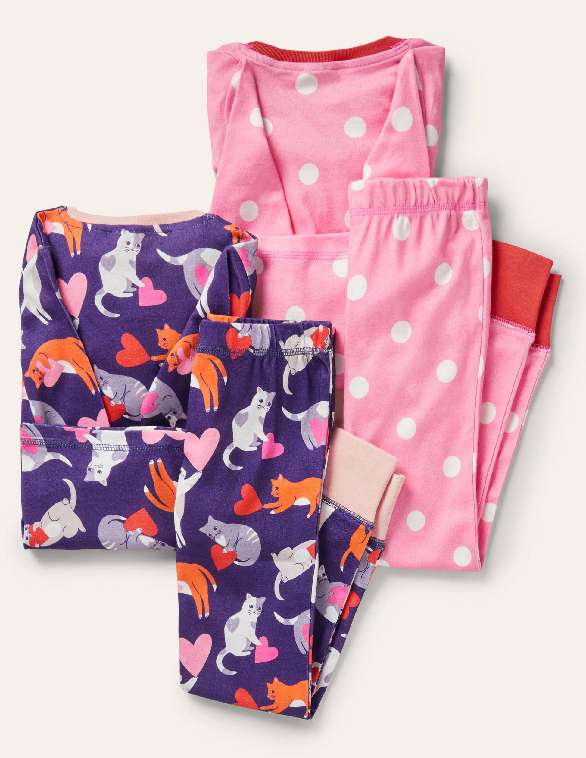 Twin Pack Snug Pyjamas-Starboard Blue Love Cats-2