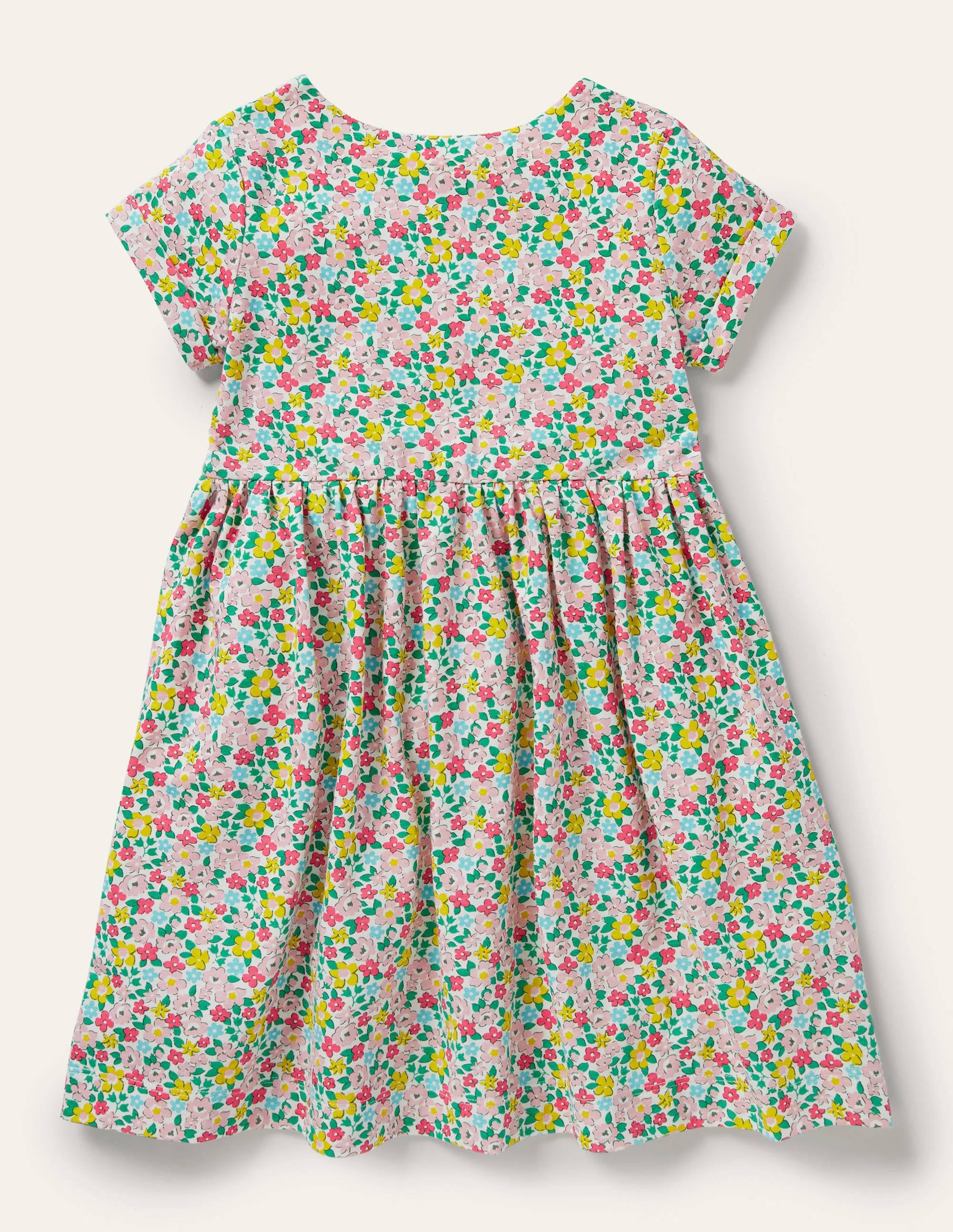 Short Sleeve Fun Jersey Dress-Multi Spring Floral - Image 2