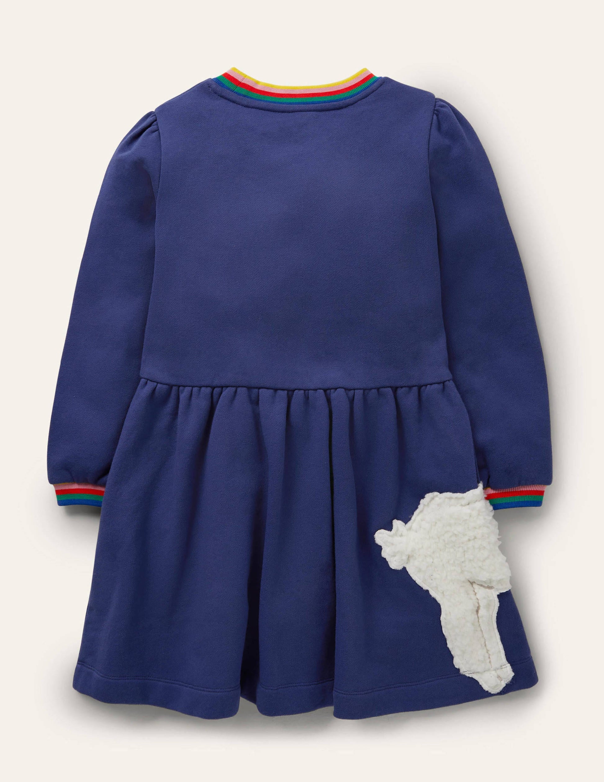 Appliqué Sweatshirt Dress-Starboard Blue Animals-2