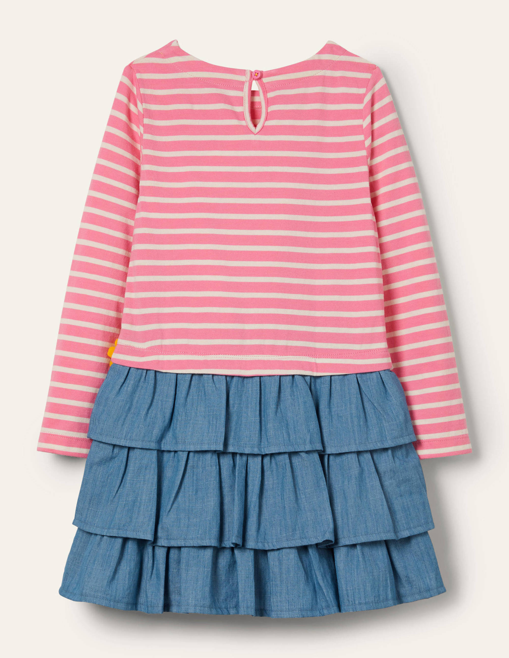Appliqué Hotchpotch Dress-Formica Pink/ Ivory Flowers - Image 2