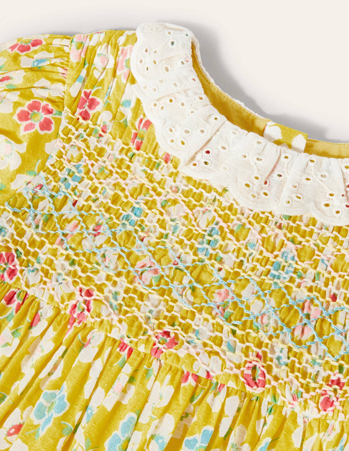 Puff Sleeved Collared Dress-Sweetcorn Yellow Clematis-3