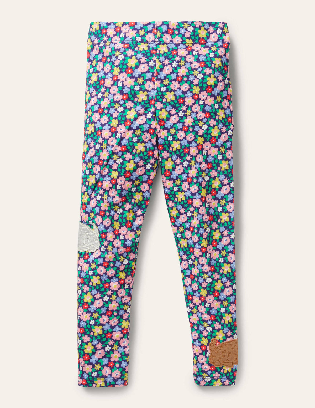 Fun Appliqué Leggings-Starboard Blue Floral Puppies - Image 2