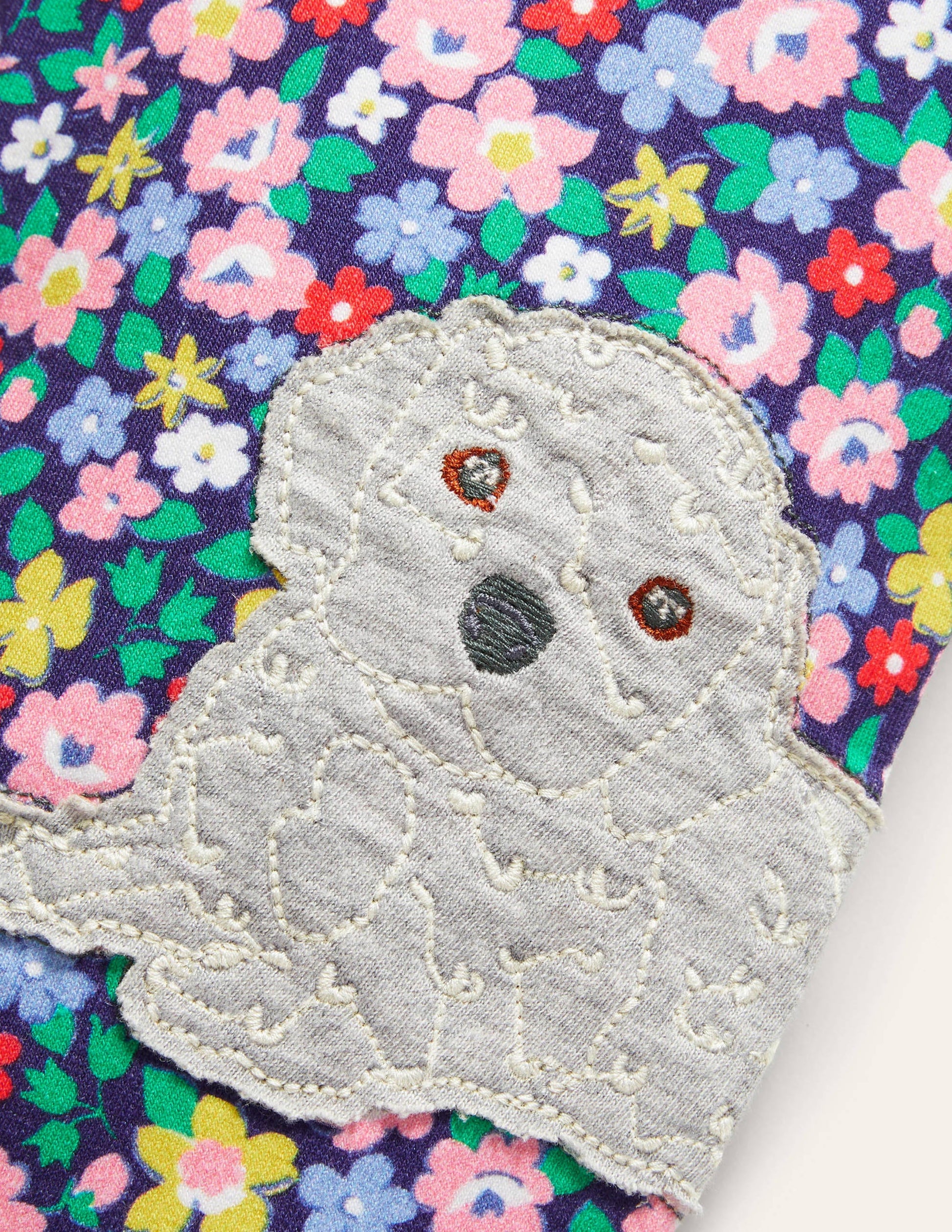 Fun Appliqué Leggings-Starboard Blue Floral Puppies-3
