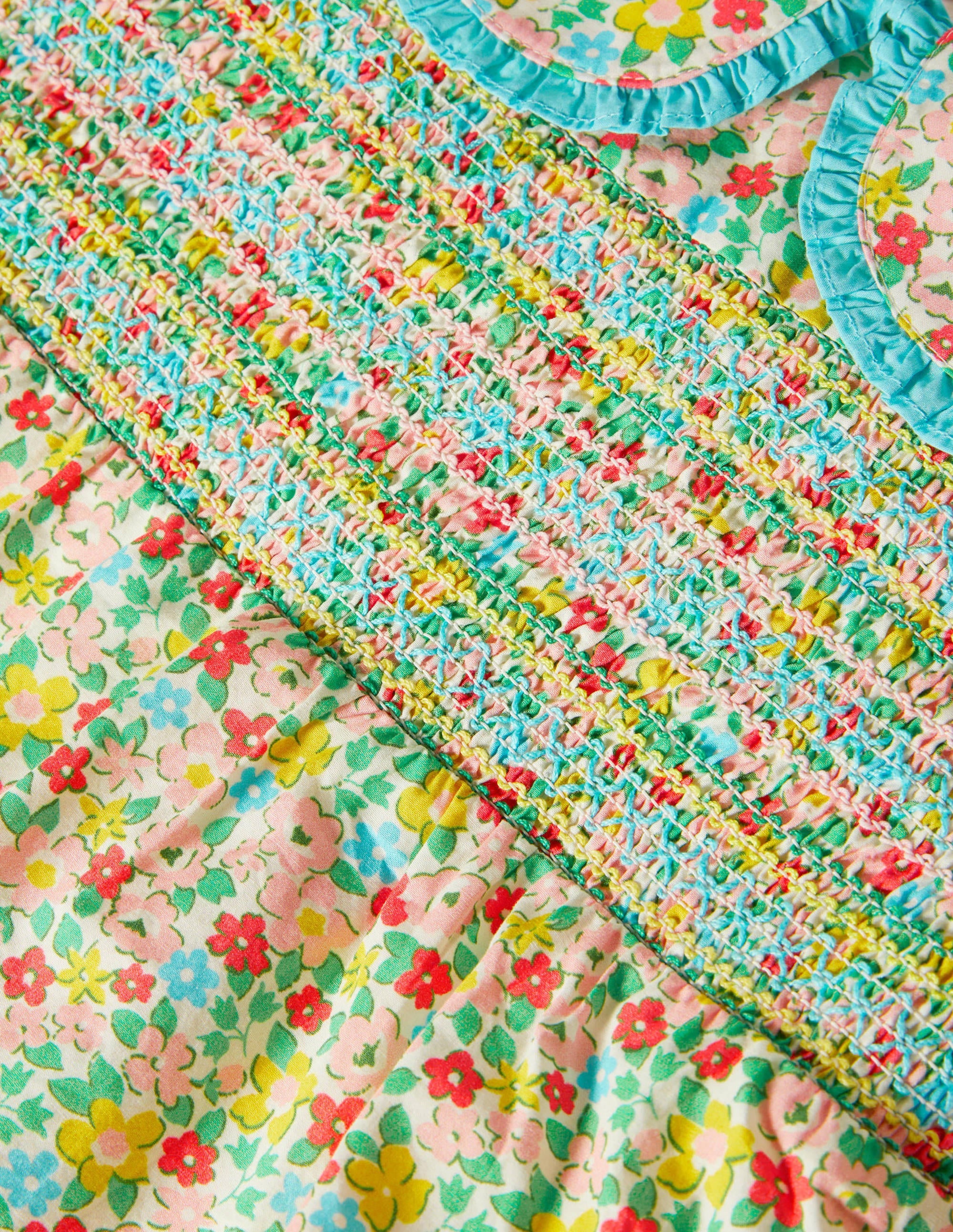 Smocked Collared Woven Top-Multi Spring Floral - Image 3