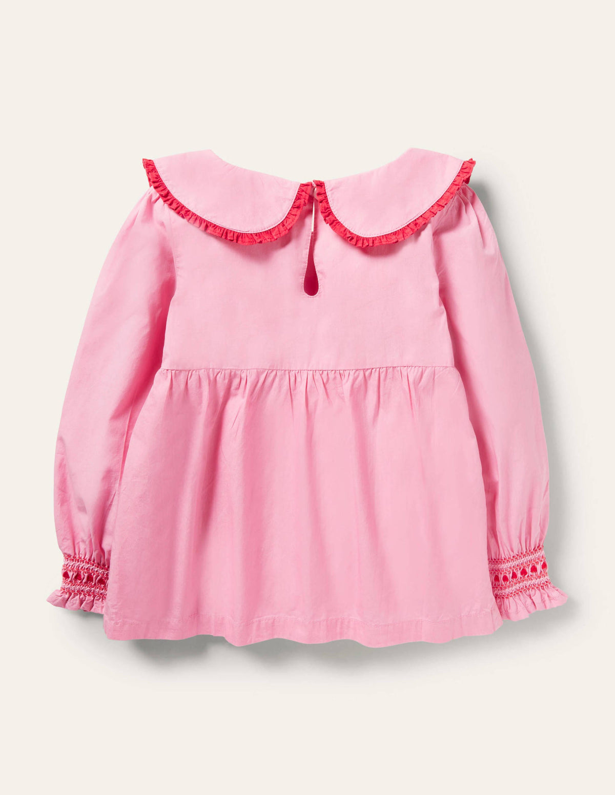 Smocked Collared Woven Top-Formica Pink-2