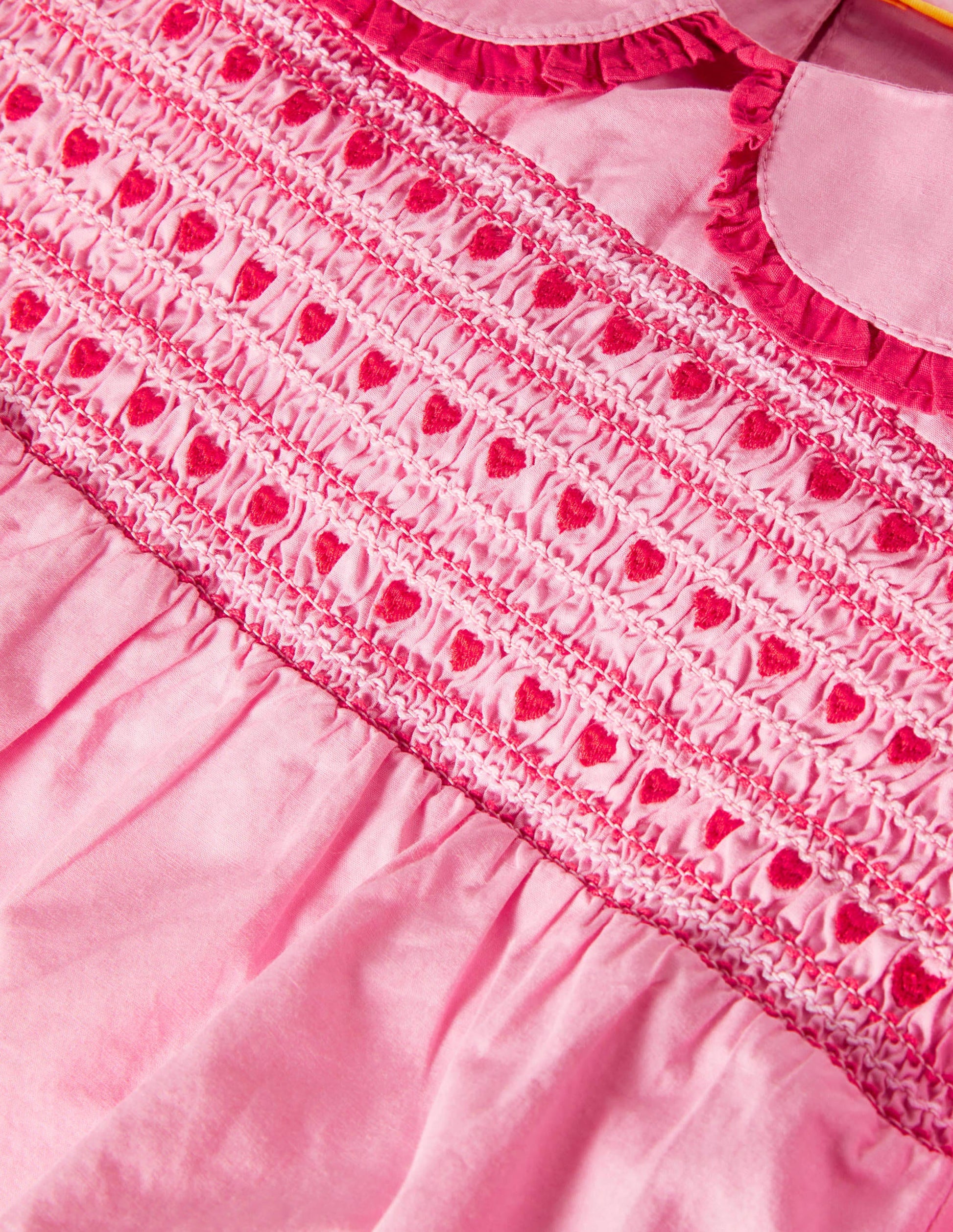 Smocked Collared Woven Top-Formica Pink-3