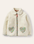 Zip-Through Teddy Jacket-Natural