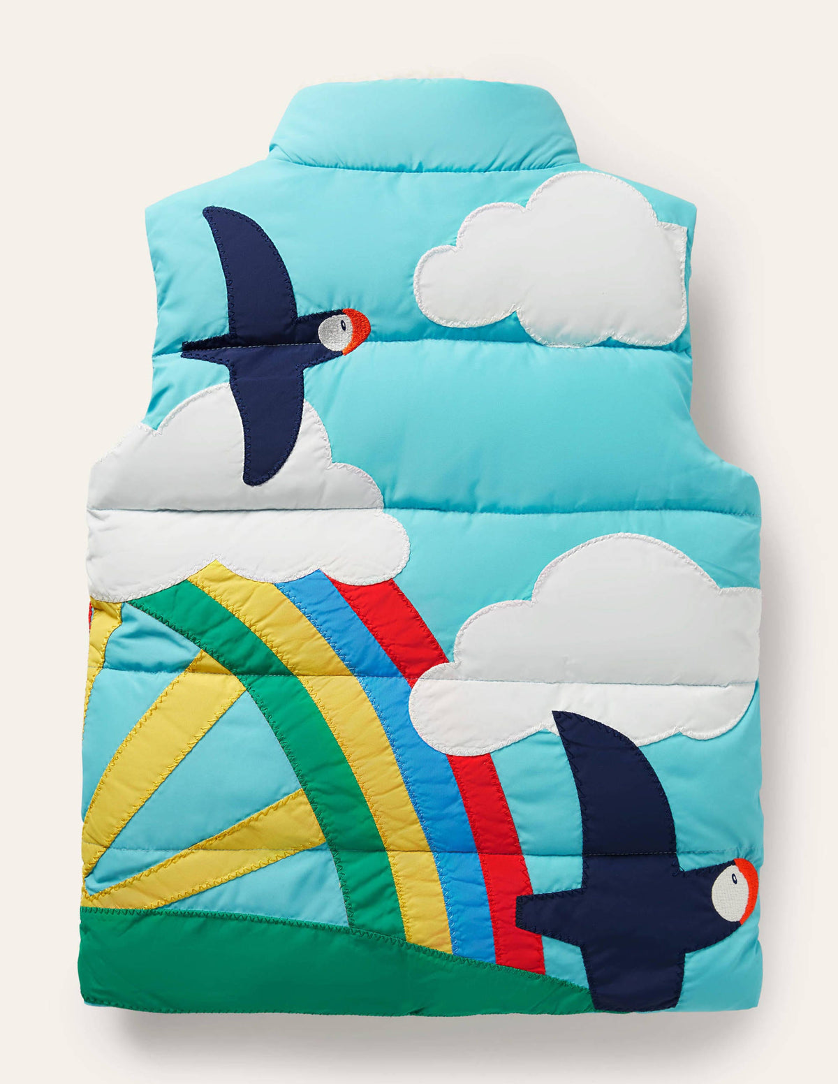 Padded Appliqué Gilet-Aqua Blue Scene-2