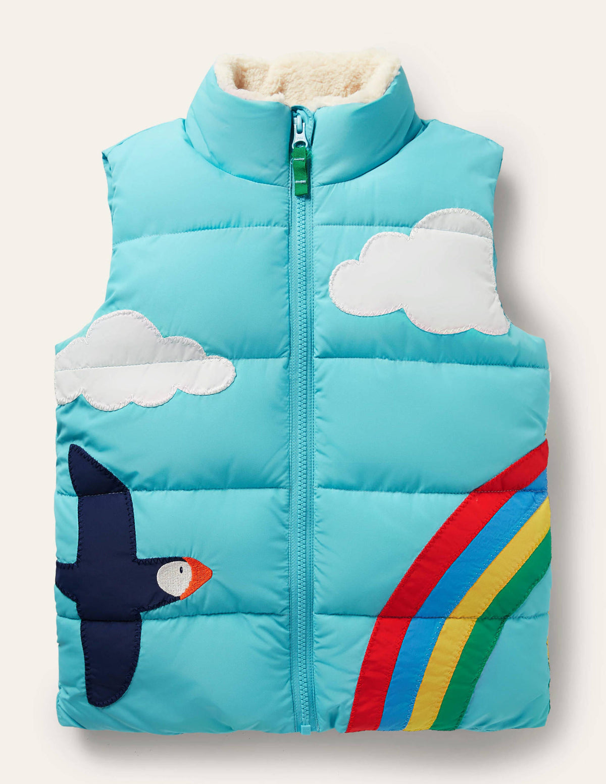 Padded Appliqué Gilet-Aqua Blue Scene - Image 1