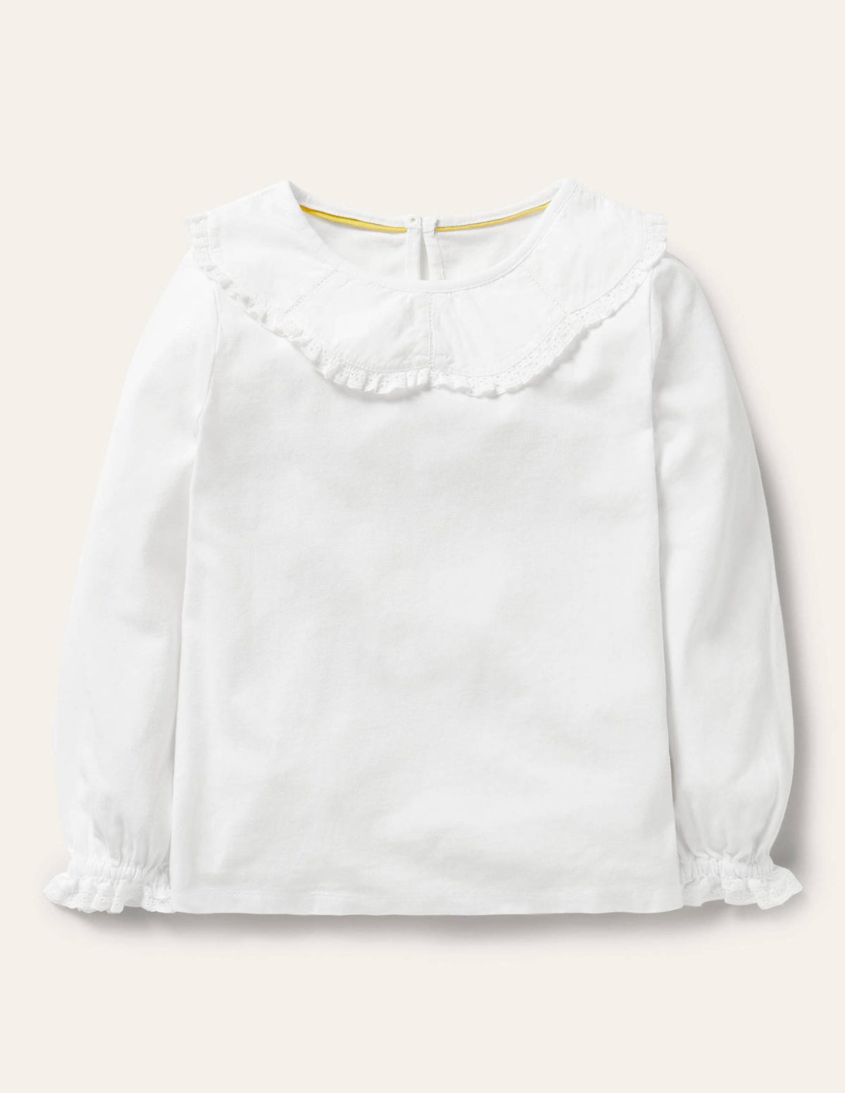 Lace Collared Cotton Top-White - Image 1