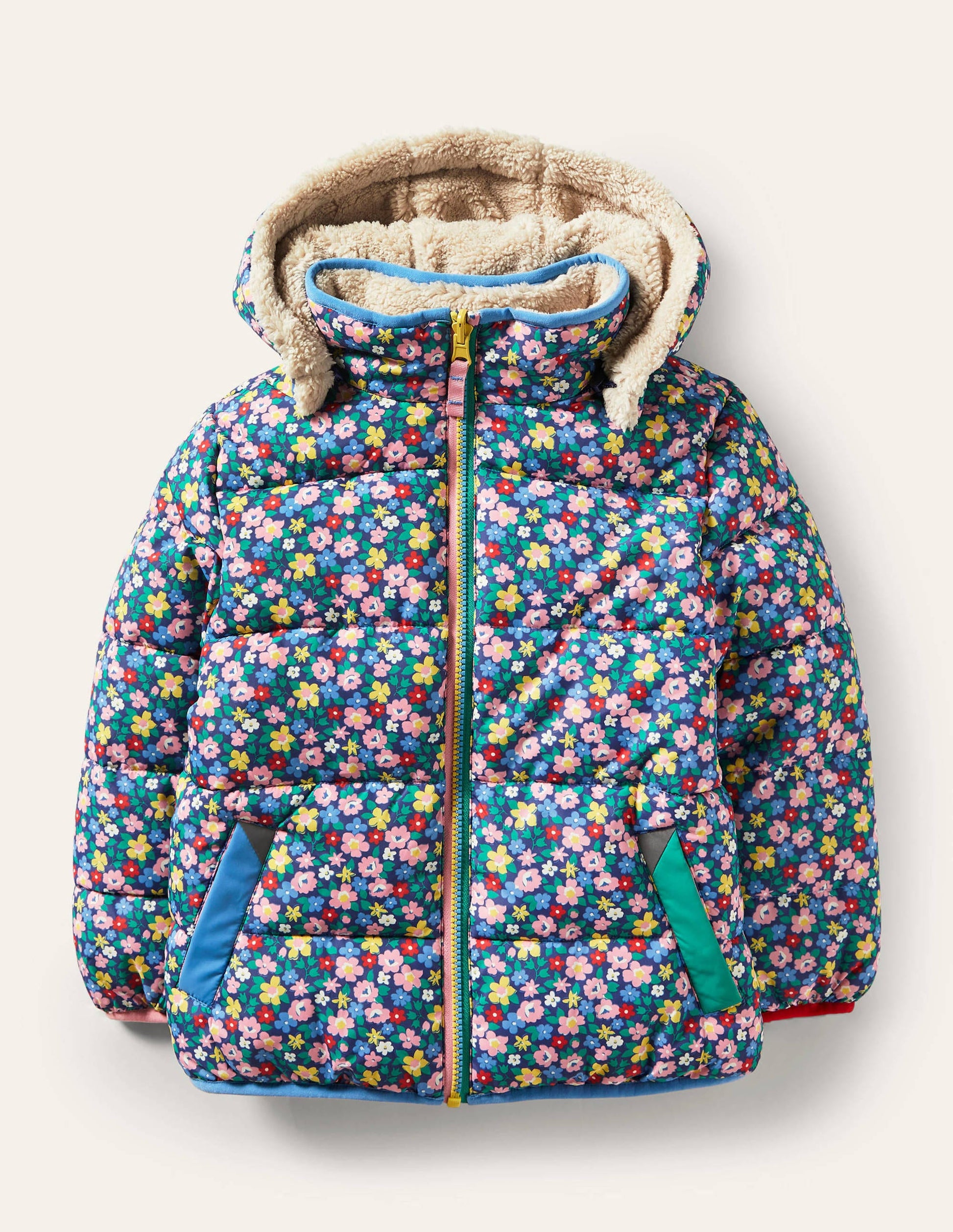 Reversible Printed Puffer-Starboard Blue Spring Floral-1