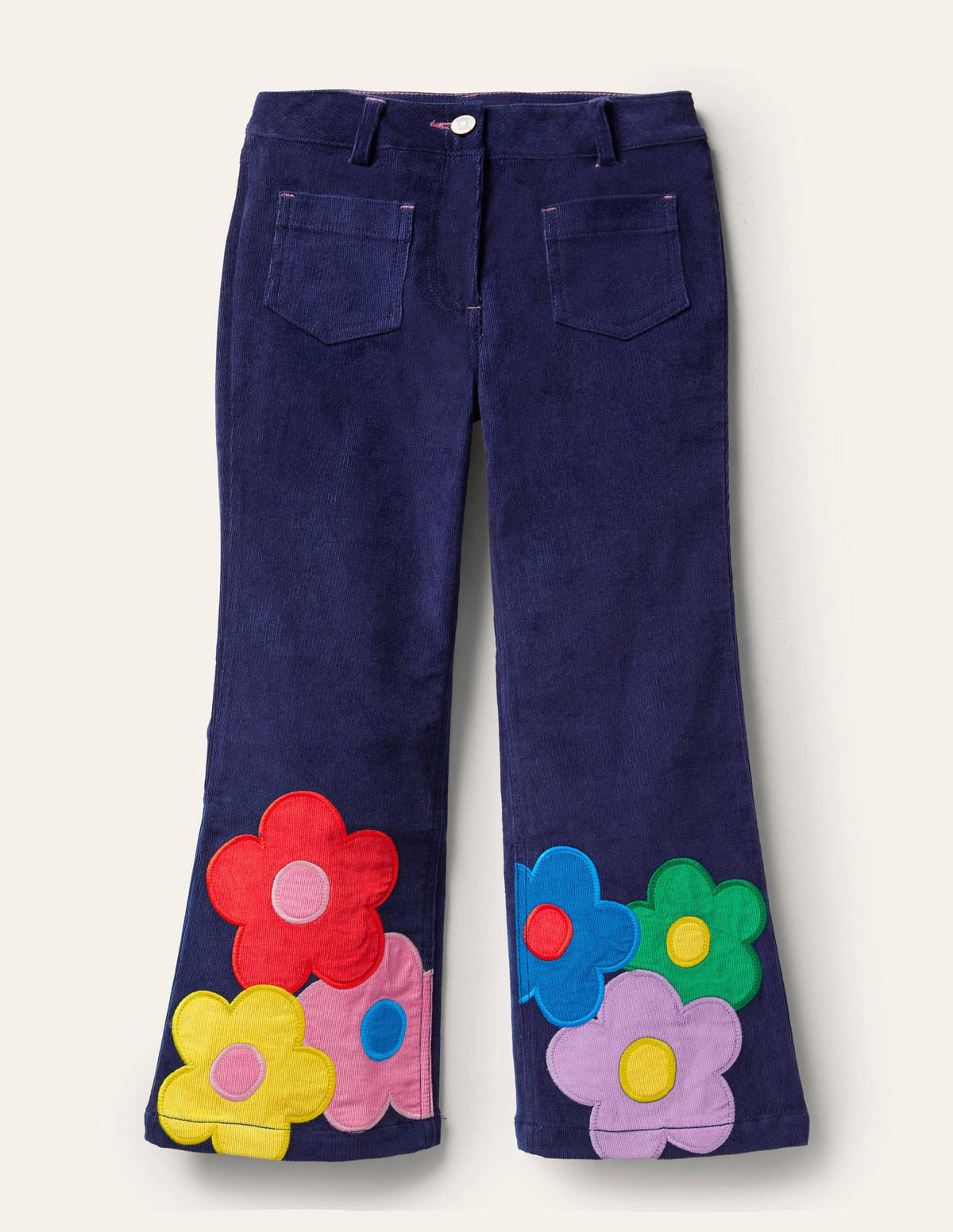 Cord Flower Trousers-College Navy - Image 1