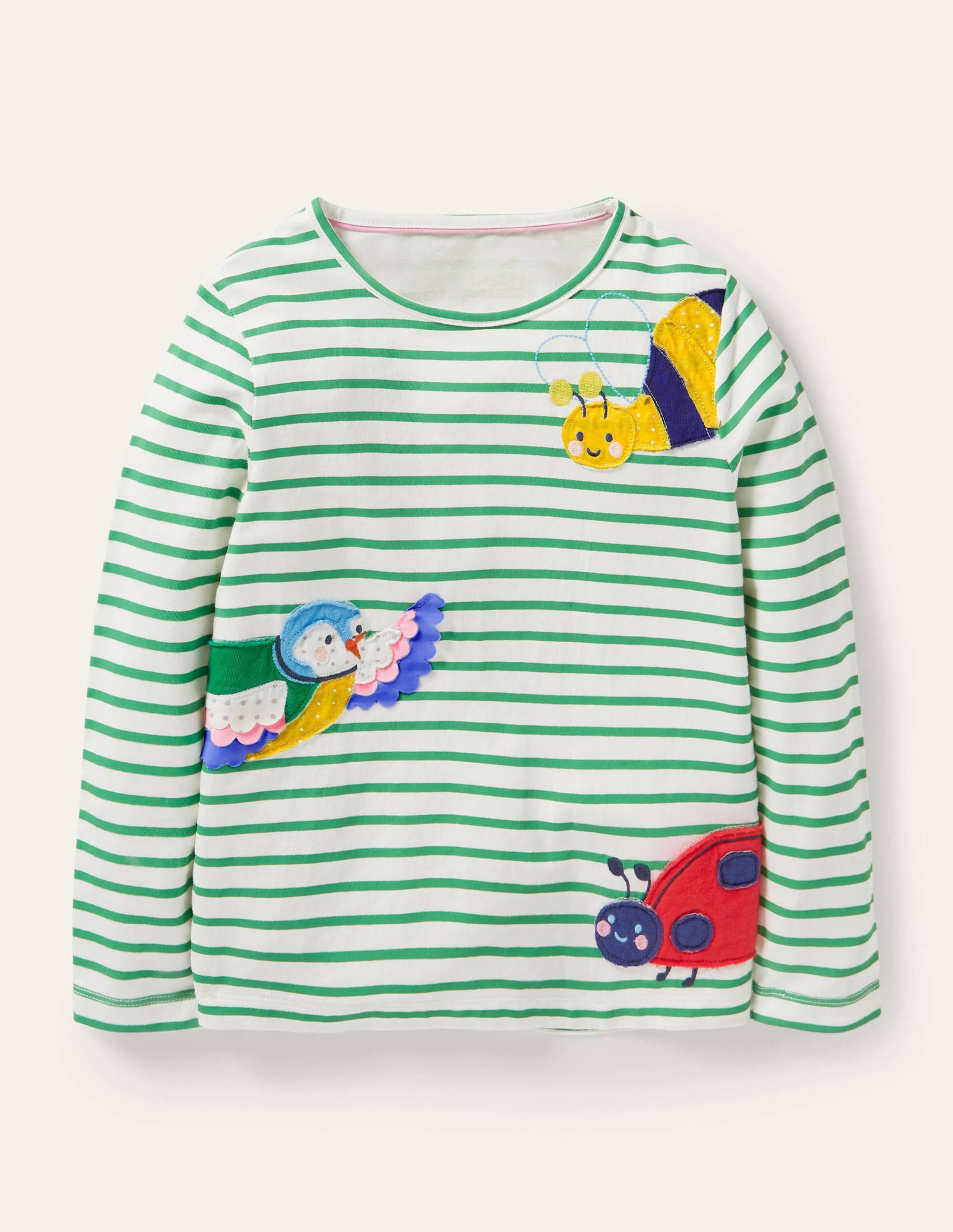 Big Appliqué T-shirt-Ivory/Aloe Green Bugs - Image 1