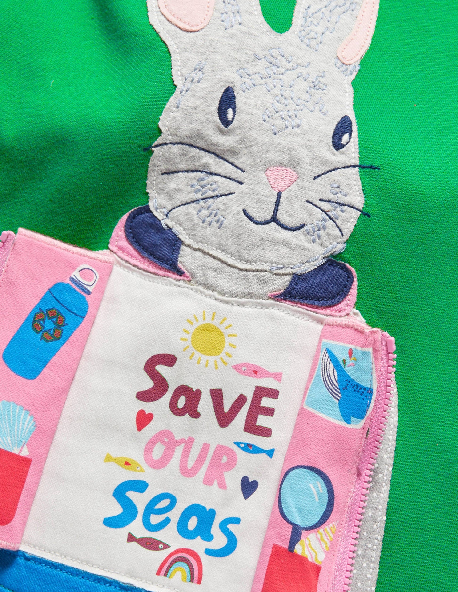 Zip Detail T-shirt-Green Pepper Bunny-3