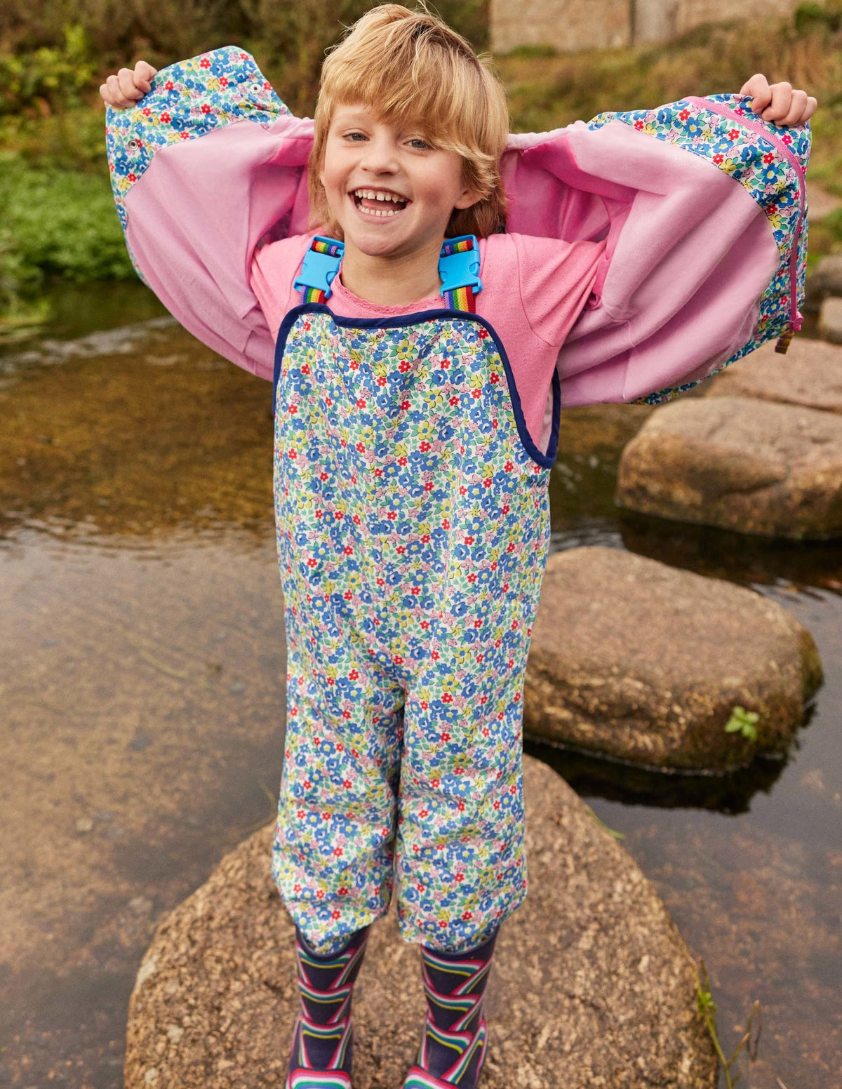 Waterproof Dungarees-Multi Spring Floral-5