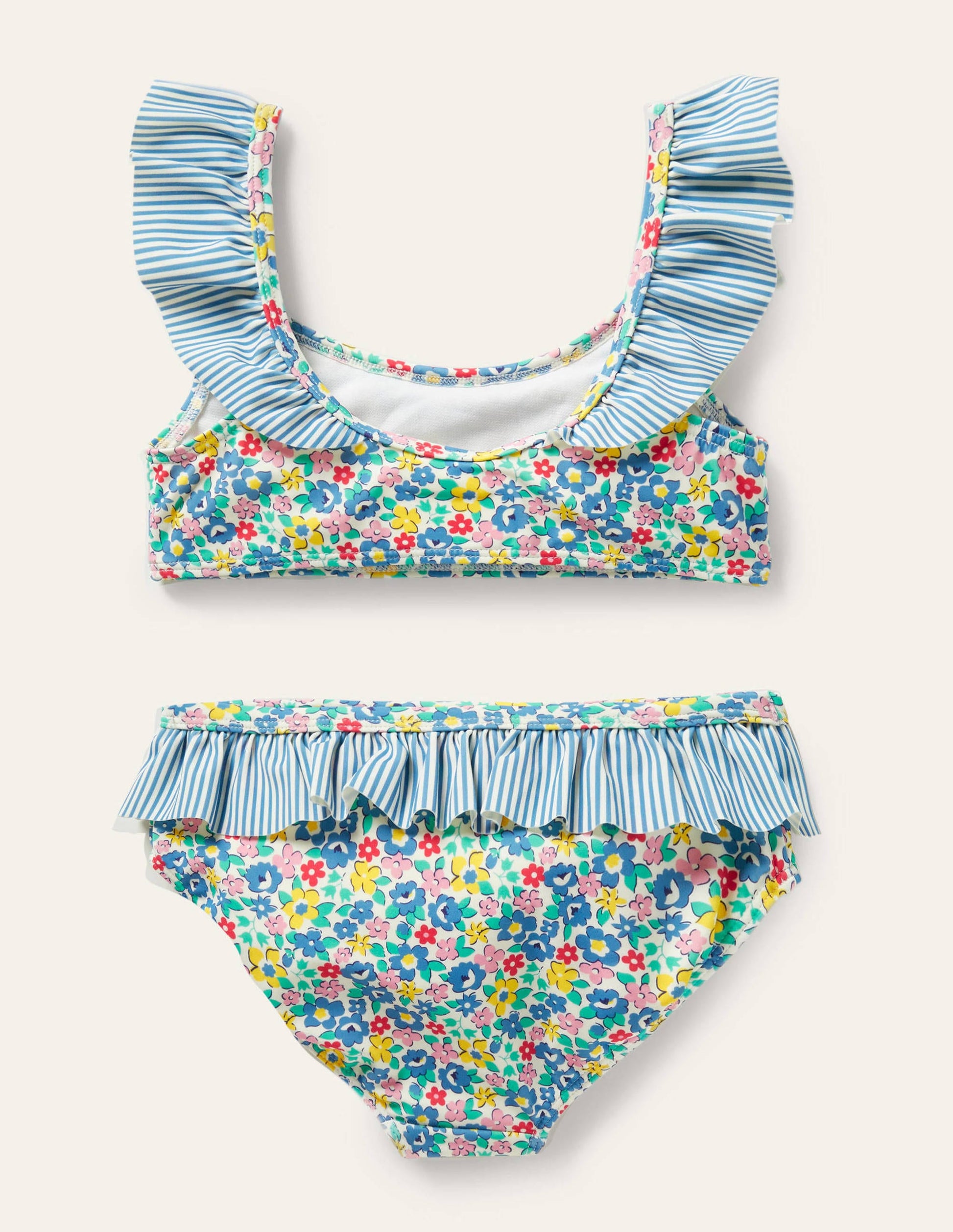 Frill Bikini Set-Elizabethan Blue Spring Floral-2