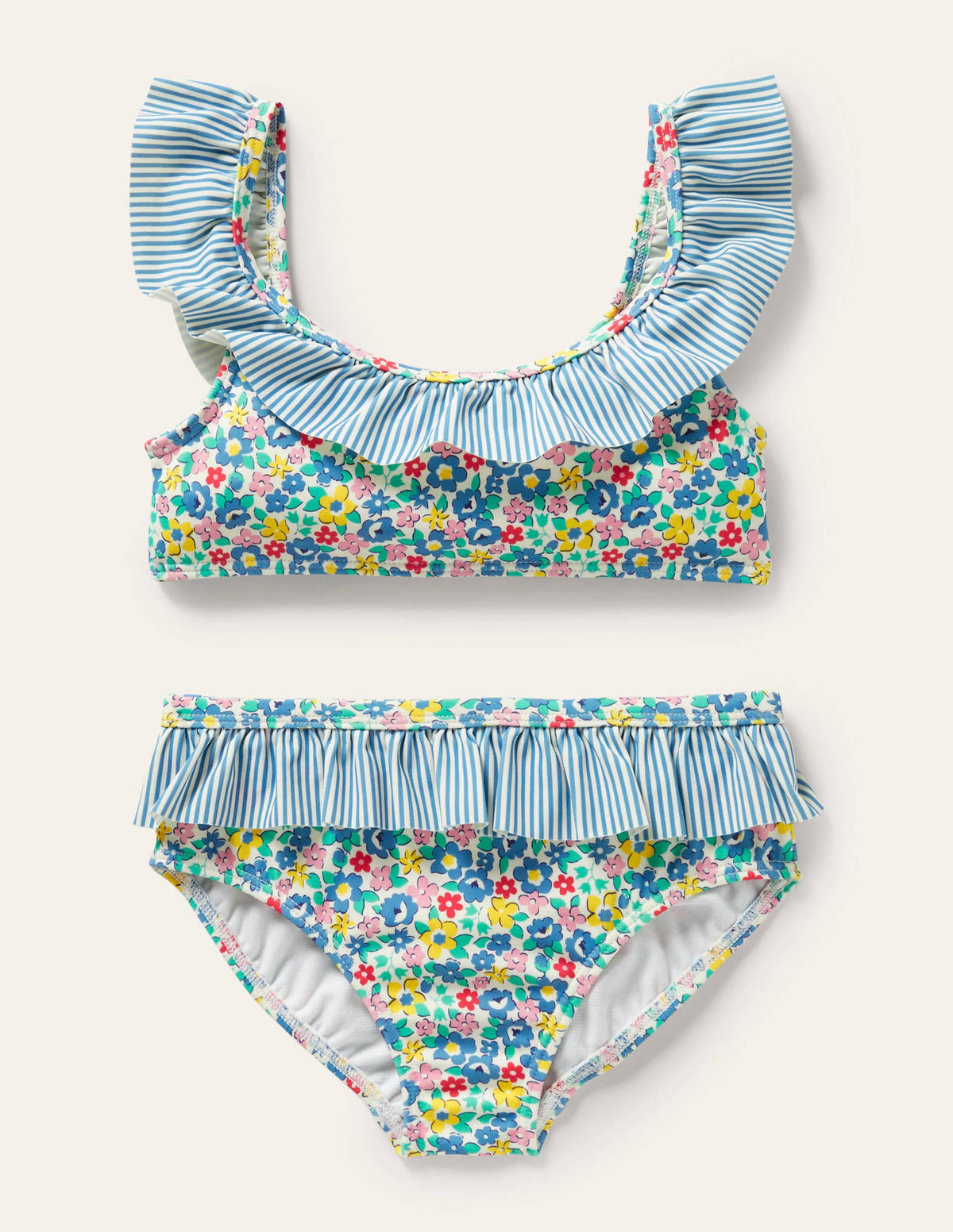 Frill Bikini Set-Elizabethan Blue Spring Floral - Image 1