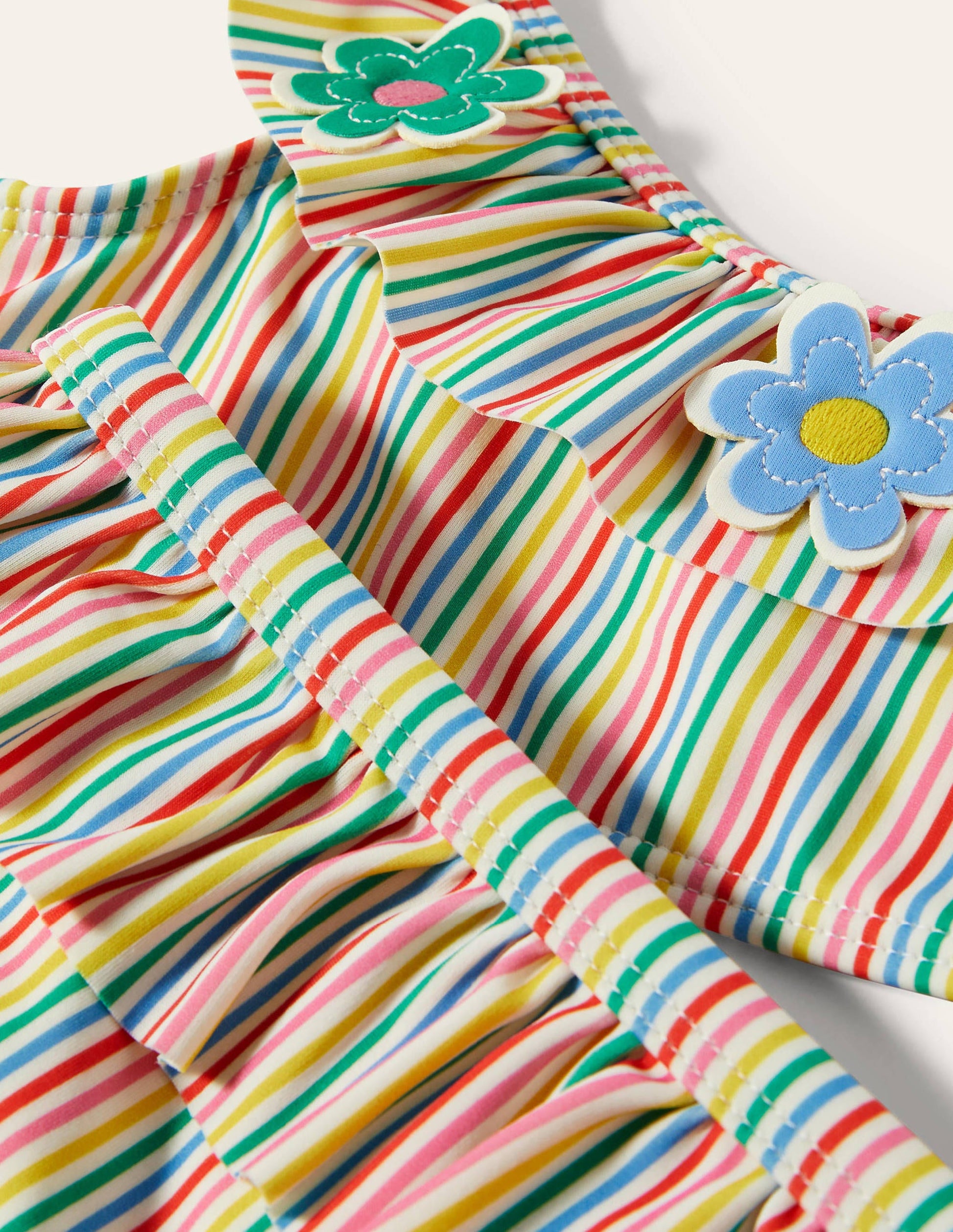 Frill Bikini Set-Ivory/Multi Stripe Flowers-3