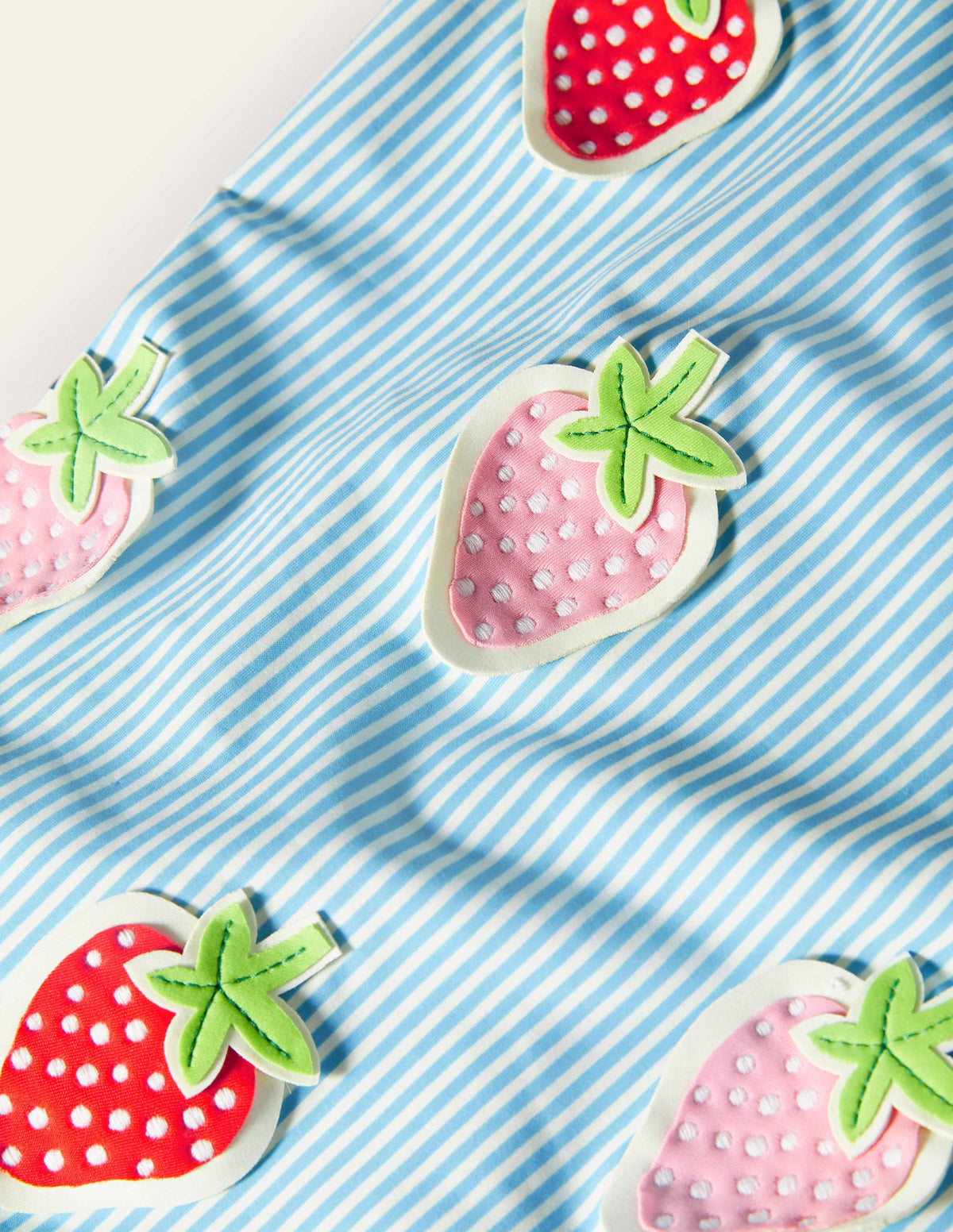 Blue Stripe Strawberry Frill Swimsuit-Blue/Ivory Ticking Strawberry - Image 3
