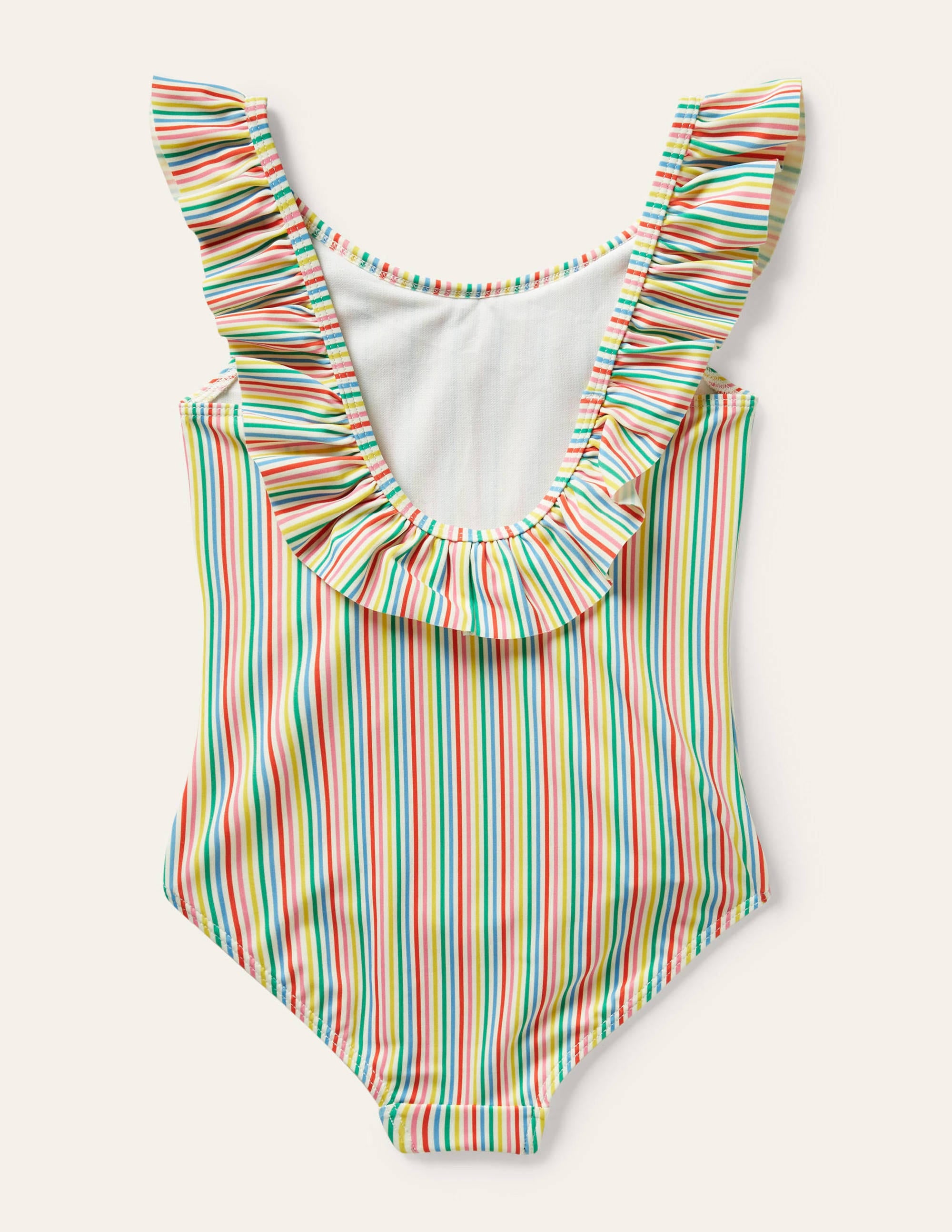 Frill Swimsuit-Ivory/Multi Stripe Flowers - Image 2