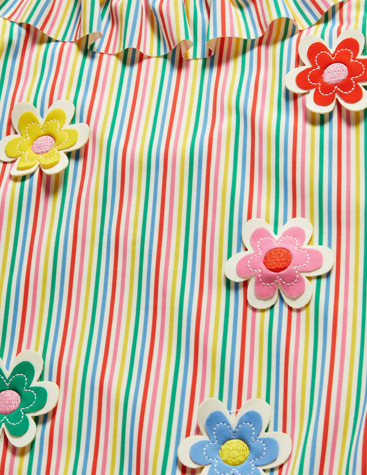 Frill Swimsuit-Ivory/Multi Stripe Flowers - Image 3