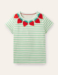 Stripy Logo T-Shirt-Ivory/Aloe Green Strawberry