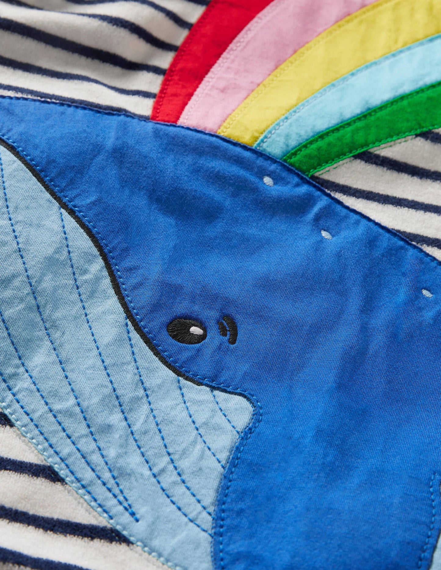 Appliqué Towelling Beach Dress-Ivory/ Starboard Blue Whale