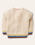 Rainbow Rib Jumper-Ecru