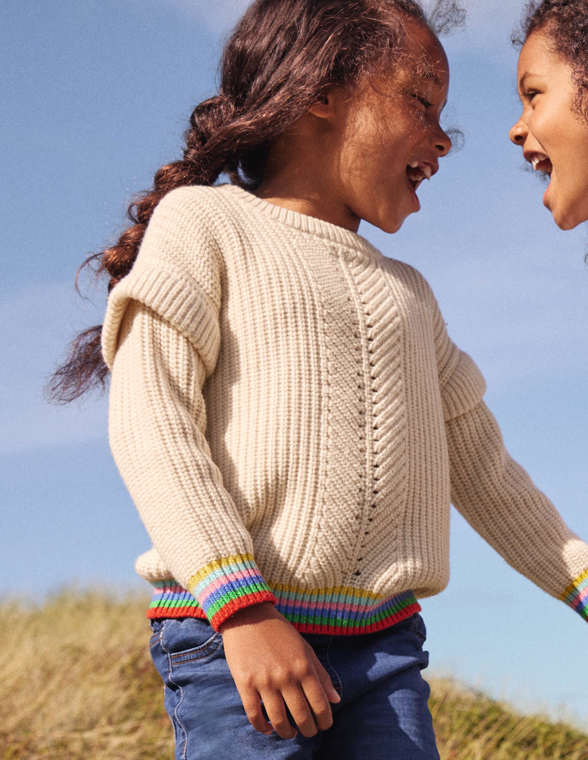 Rainbow Rib Jumper-Ecru - Image 5