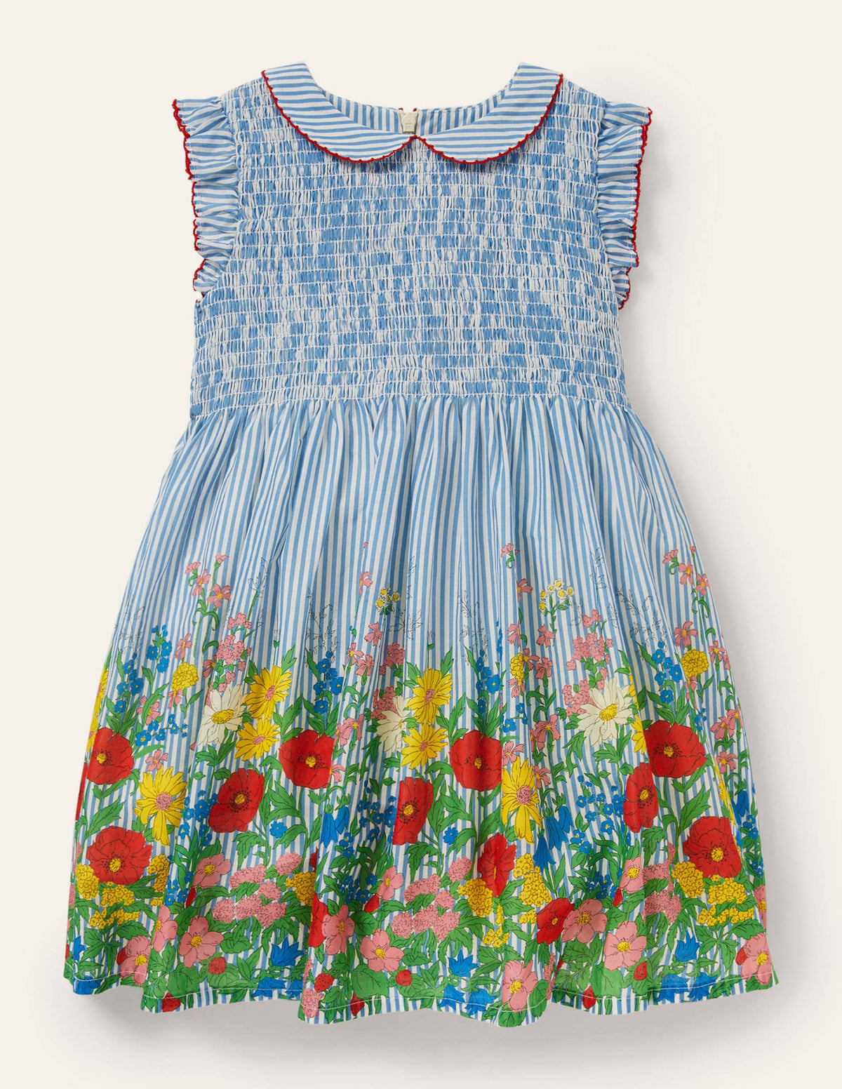 Smocked Woven Dress-Bright Bluebell Floral - Image 1