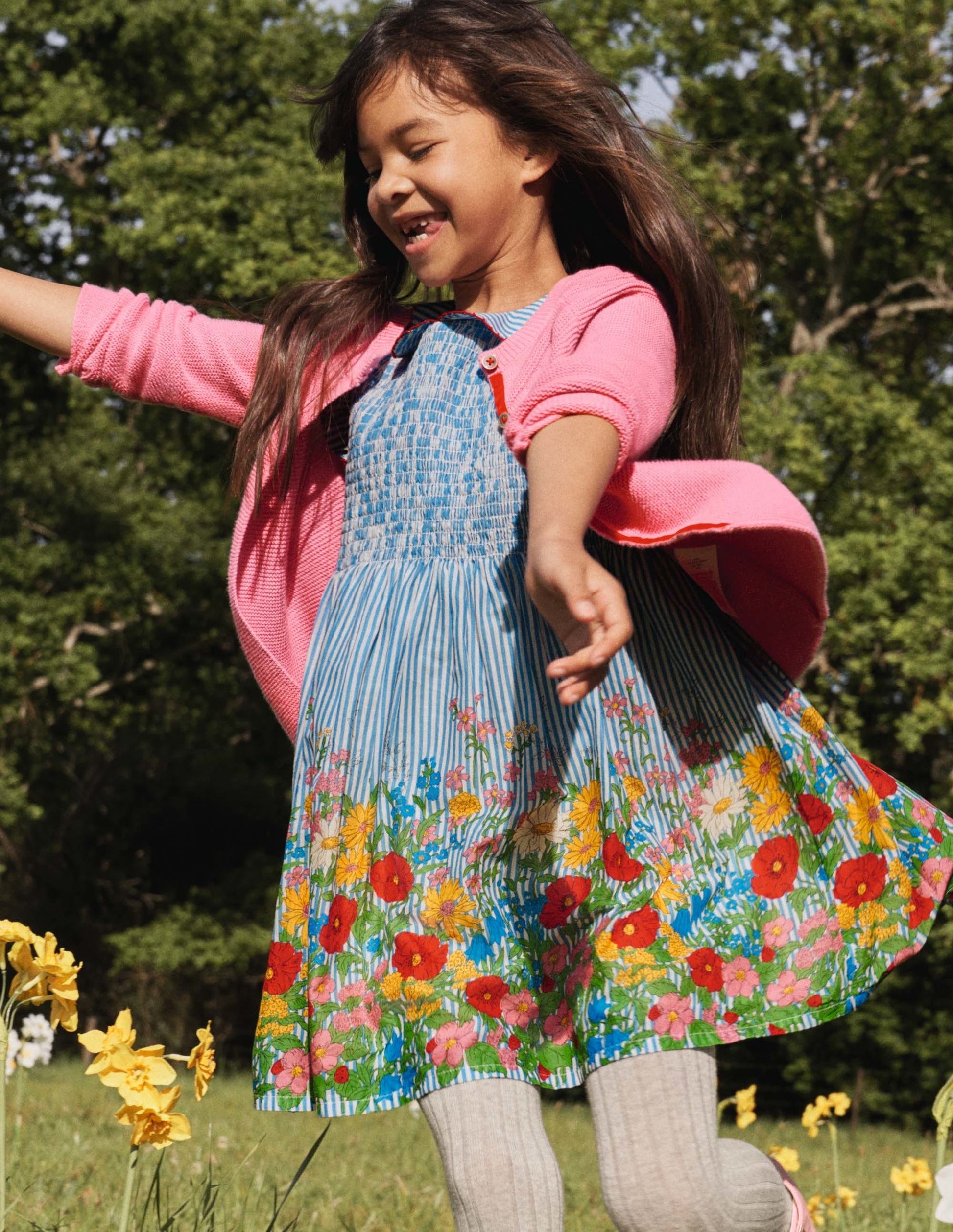 Smocked Woven Dress-Bright Bluebell Floral-4