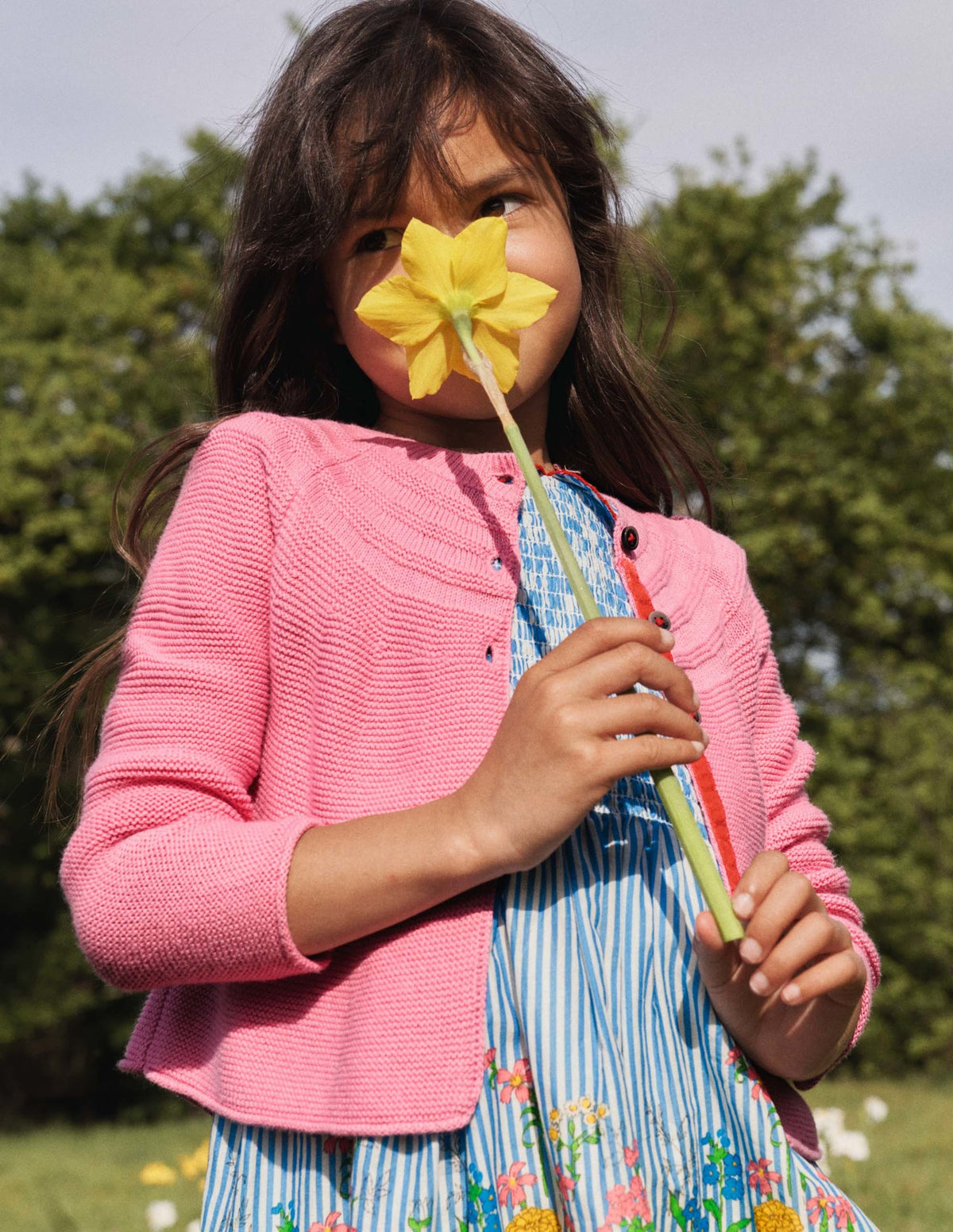 Smocked Woven Dress-Bright Bluebell Floral - Image 5