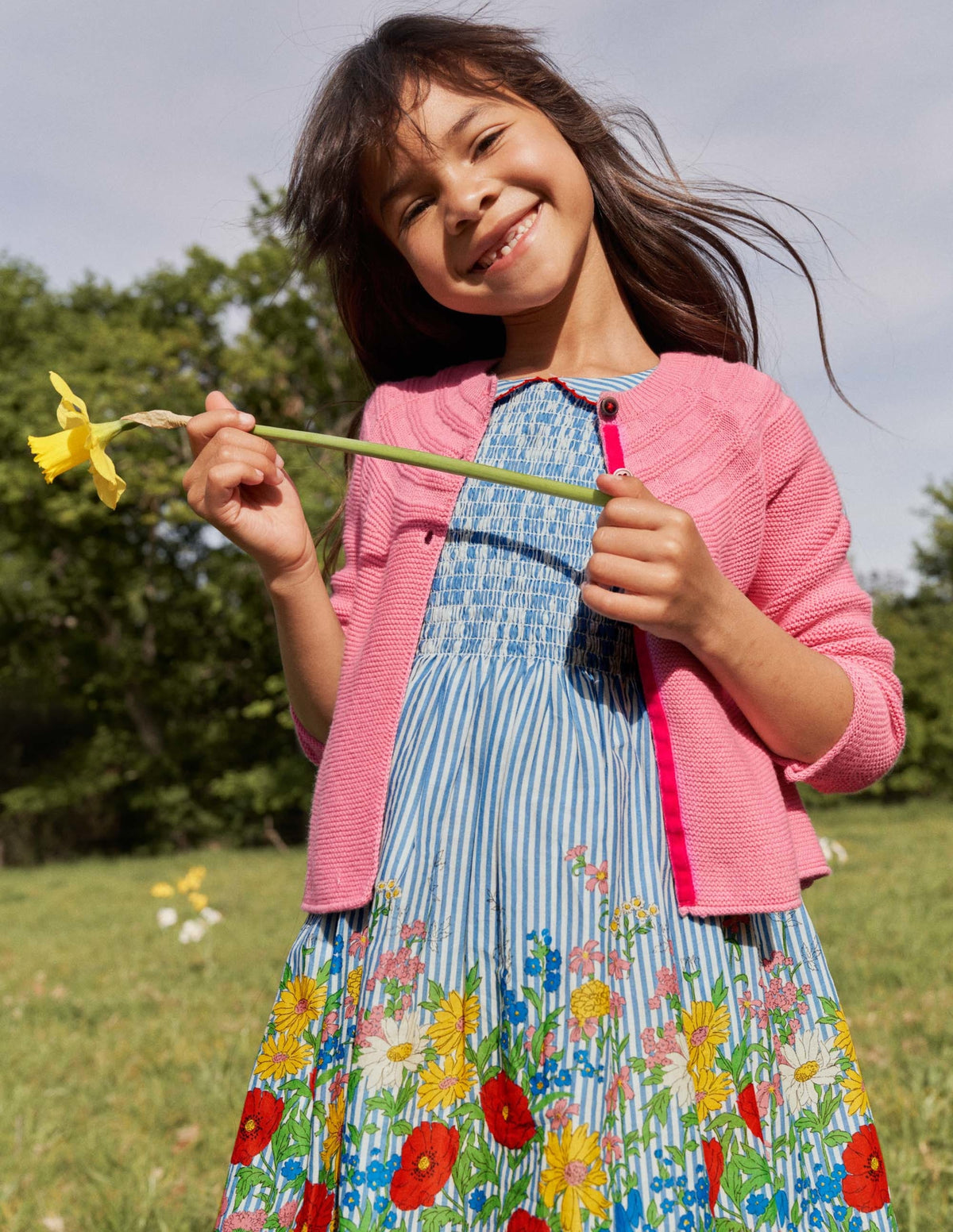 Smocked Woven Dress-Bright Bluebell Floral-6