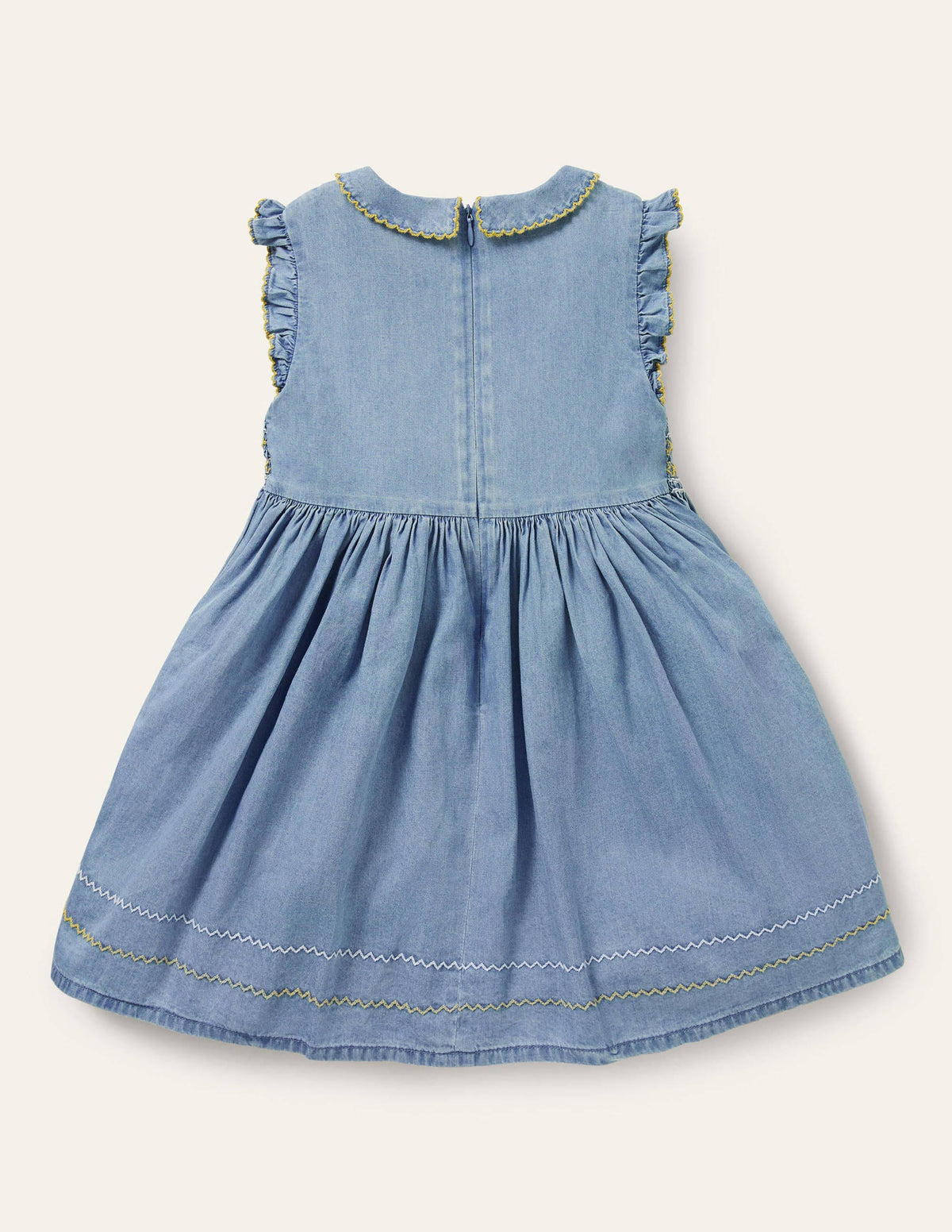 Smocked Woven Dress-Chambray - Image 2