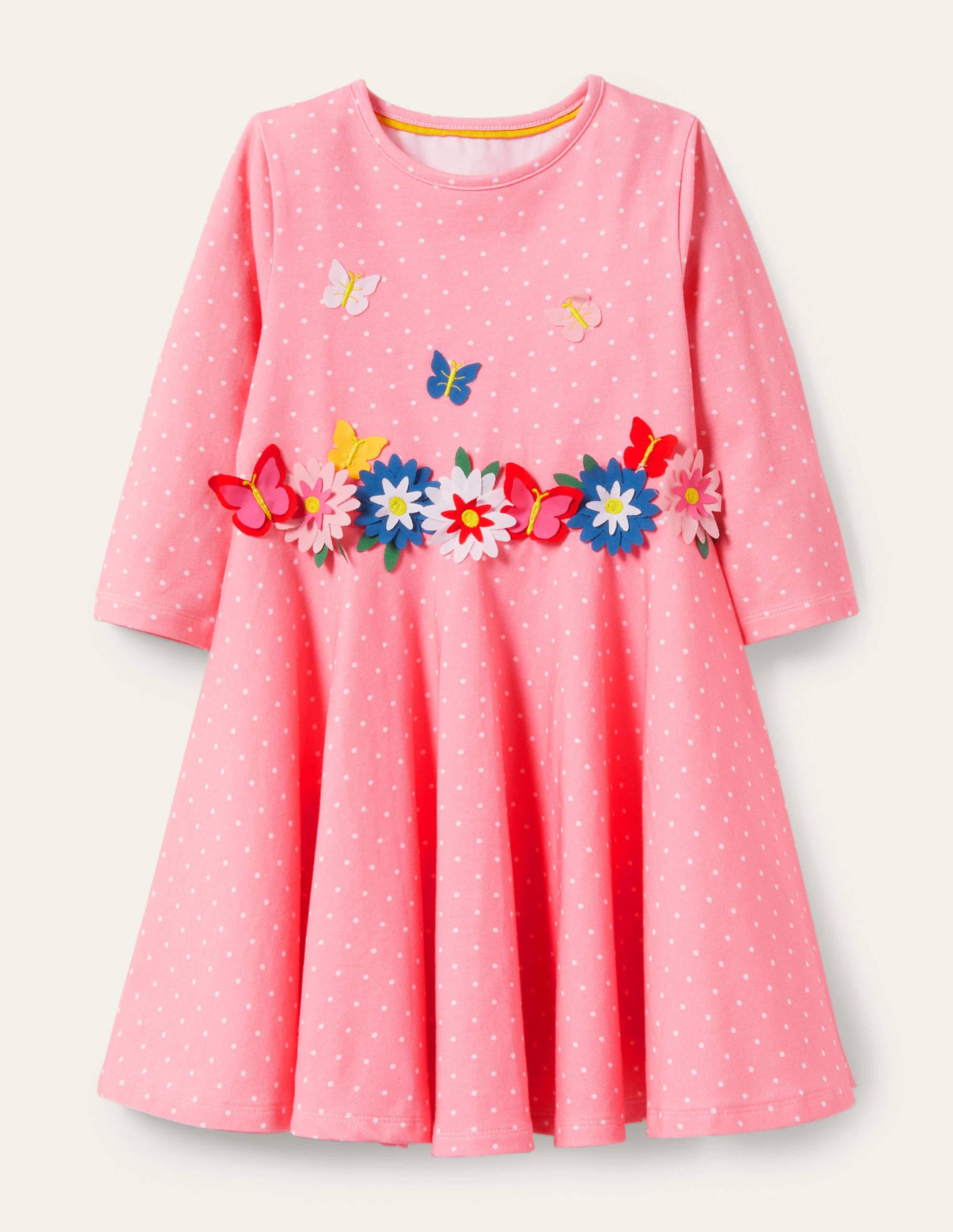 Flutter Detail Twirly Dress-Pink Lemonade Spot-1